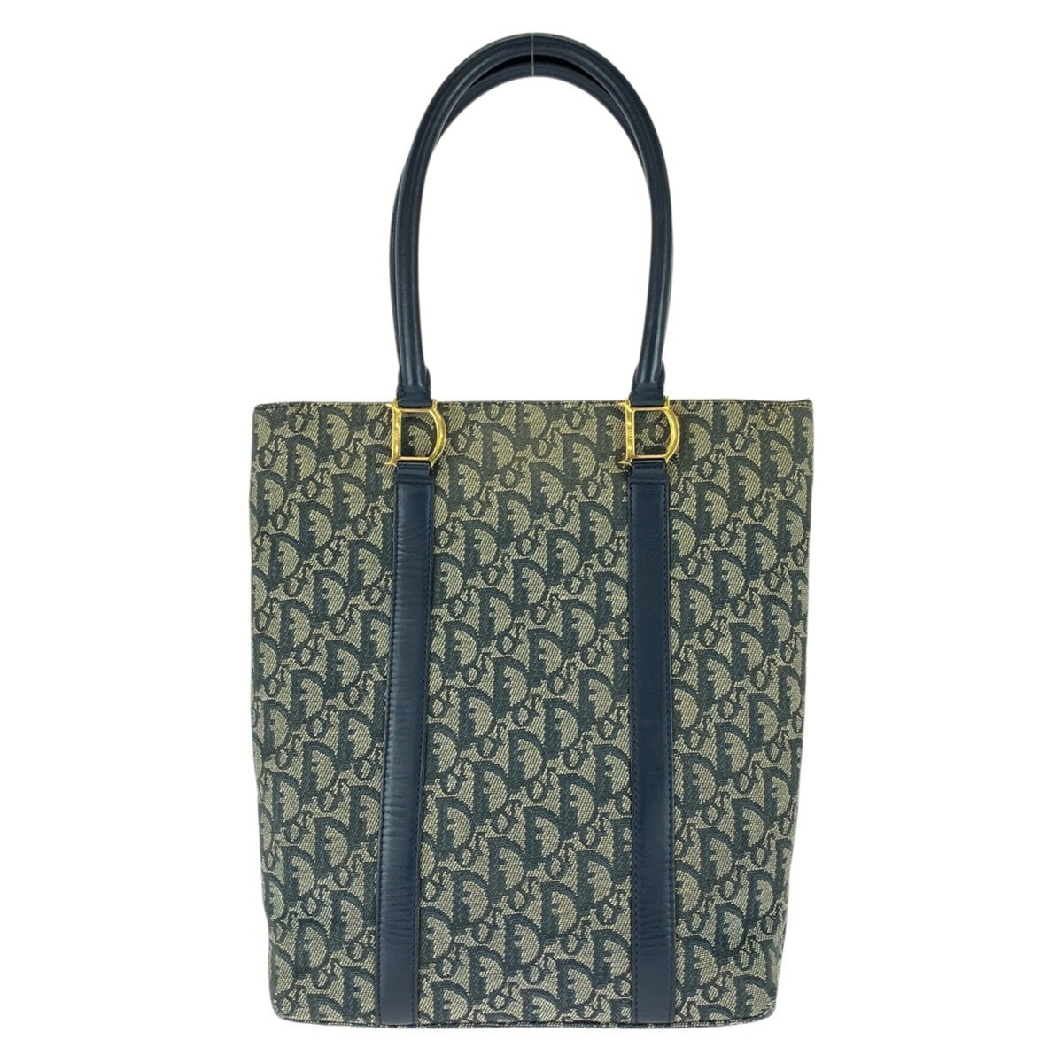 Christian Dior Navy Canvas Leather Shoulder Bag Tote Bag (Pre-Owned)