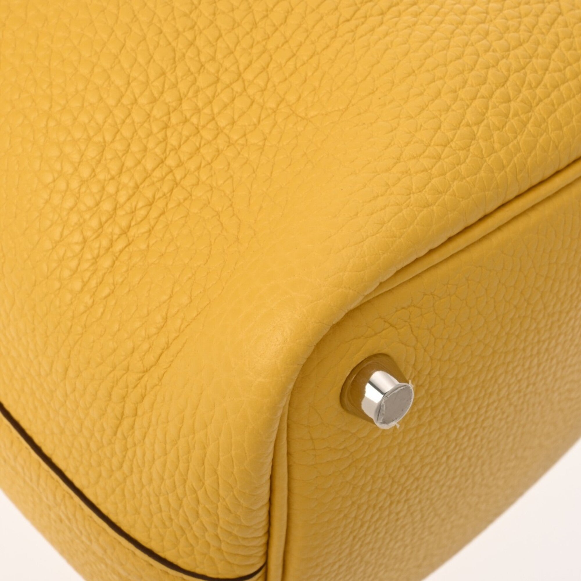 Hermes Silver Taurillon Clemence Leather Handbag (Pre-Owned)