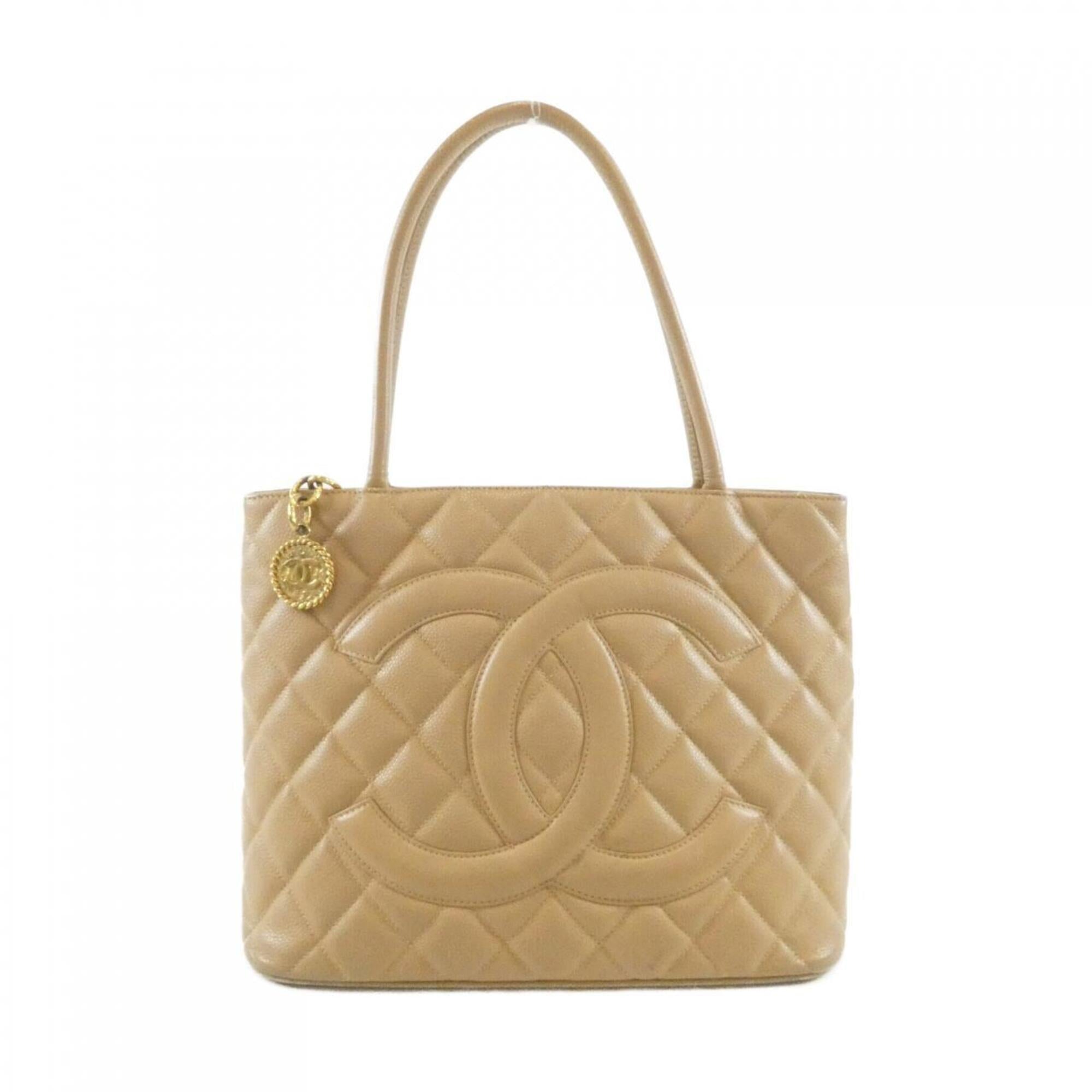 Chanel Beige Grained Calfskin Handbag (Pre-Owned)