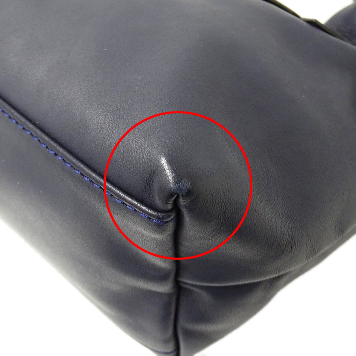 Longchamp Navy Leather Handbag Shoulder Bag (Pre-Owned)