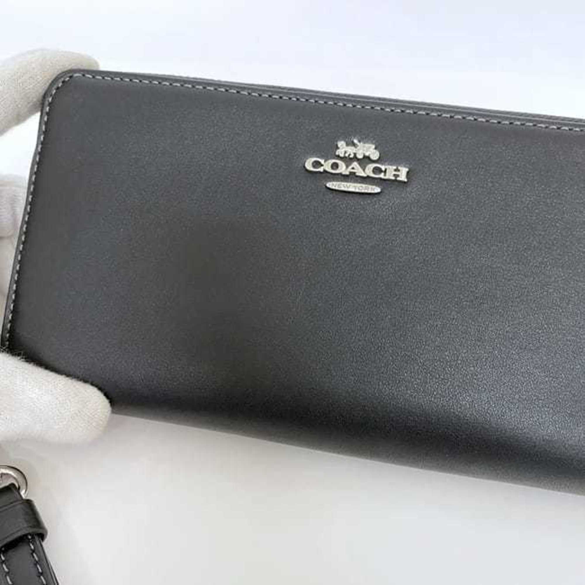 Coach Black Leather Long Wallet (Bi-Fold) (Pre-Owned)