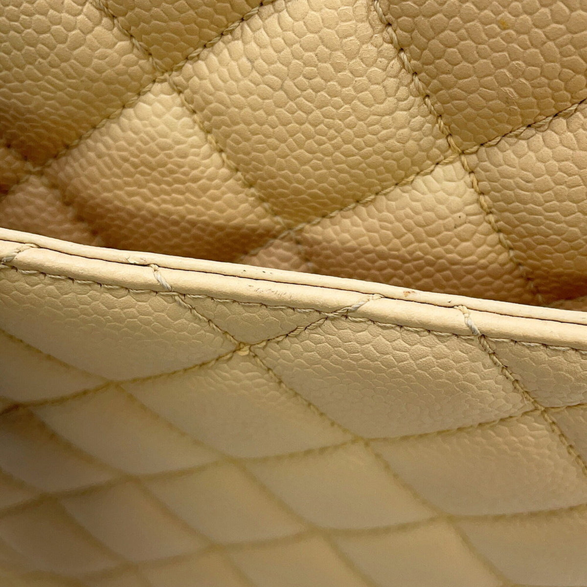 Chanel Beige Grained Calfskin Handbag (Pre-Owned)