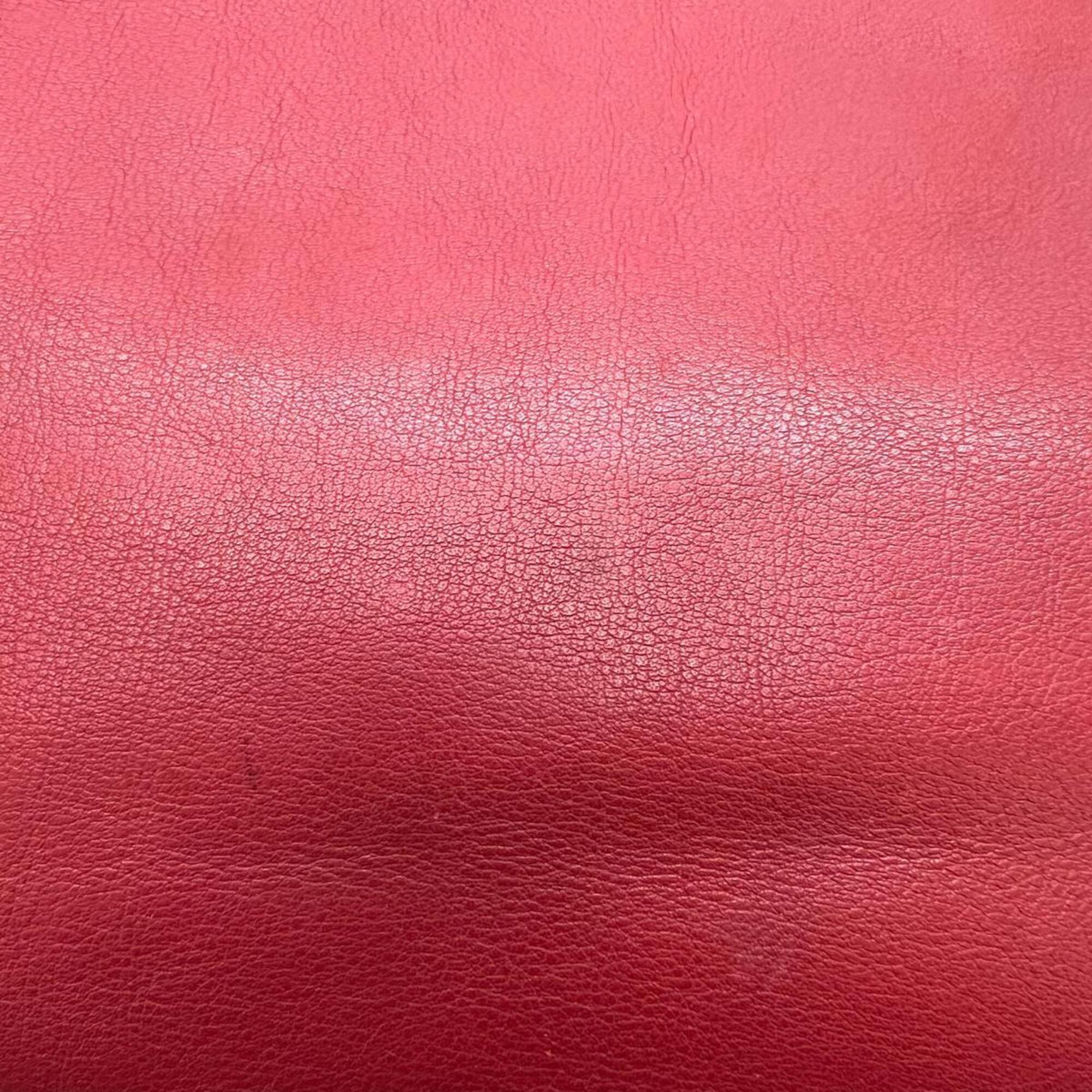 Coach Red Color Leather Handbag Tote Bag (Pre-Owned)