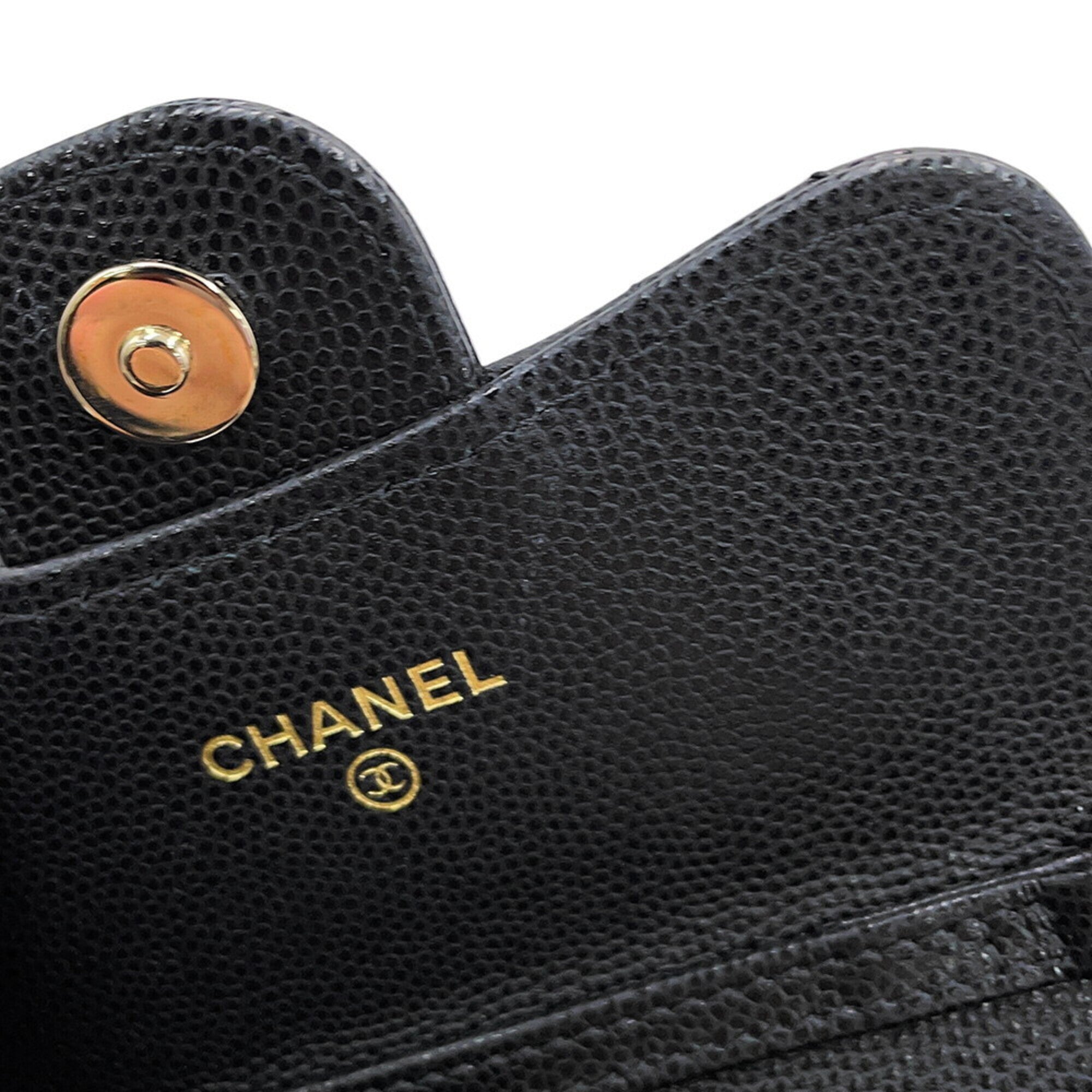 Chanel Matelasse Black Grained Calfskin Chain/Shoulder Wallet (Pre-Owned)
