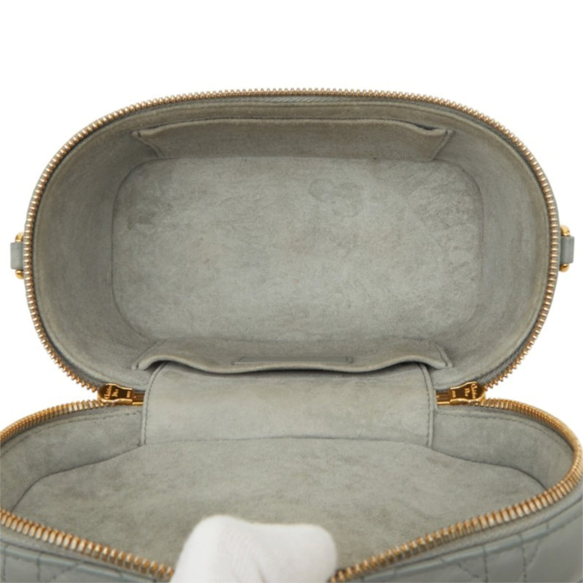 Christian Dior Gray Leather Shoulder Bag Vanity Bag (Pre-Owned)