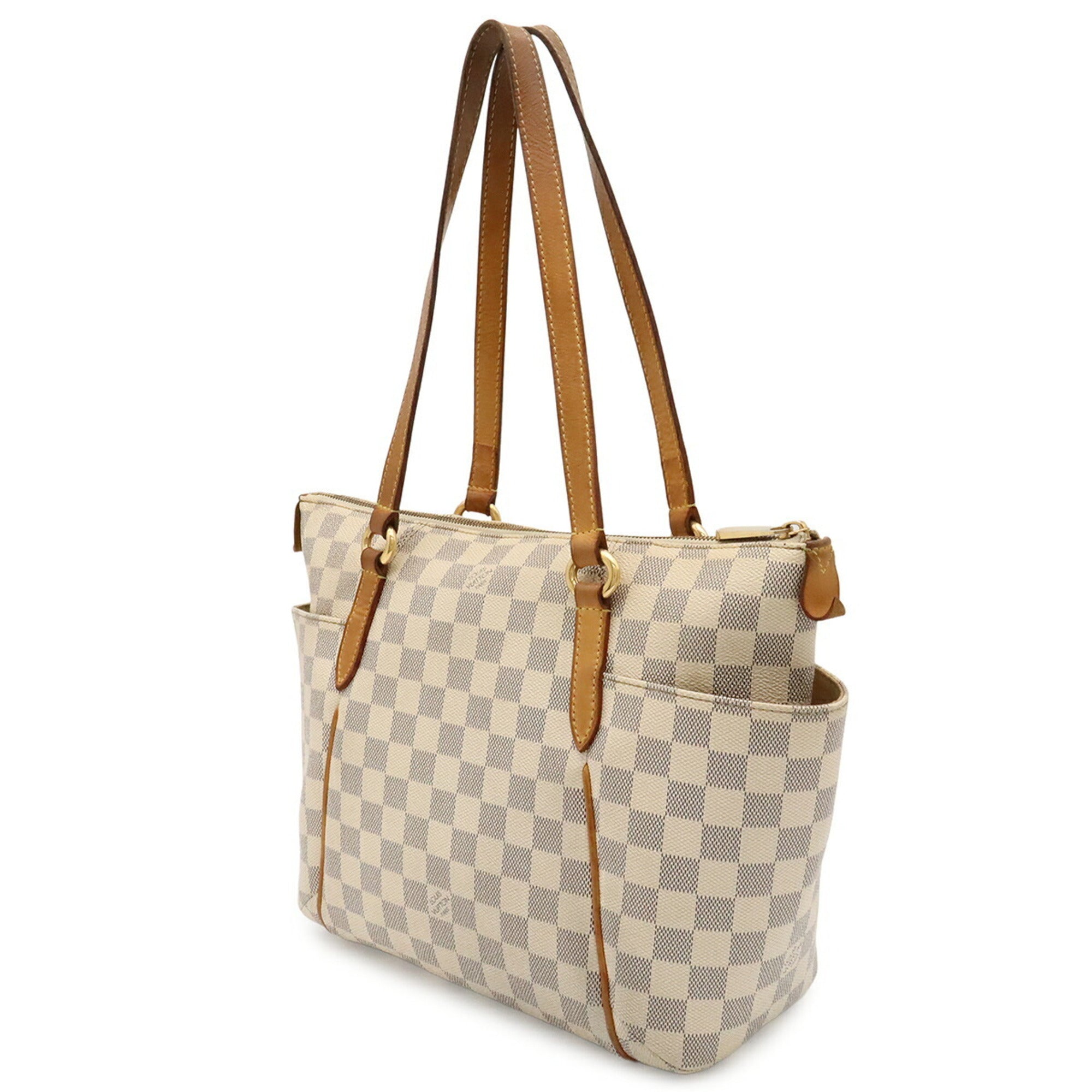 Louis Vuitton Ivory Damier Azur Canvas Shoulder Bag Tote Bag (Pre-Owned)