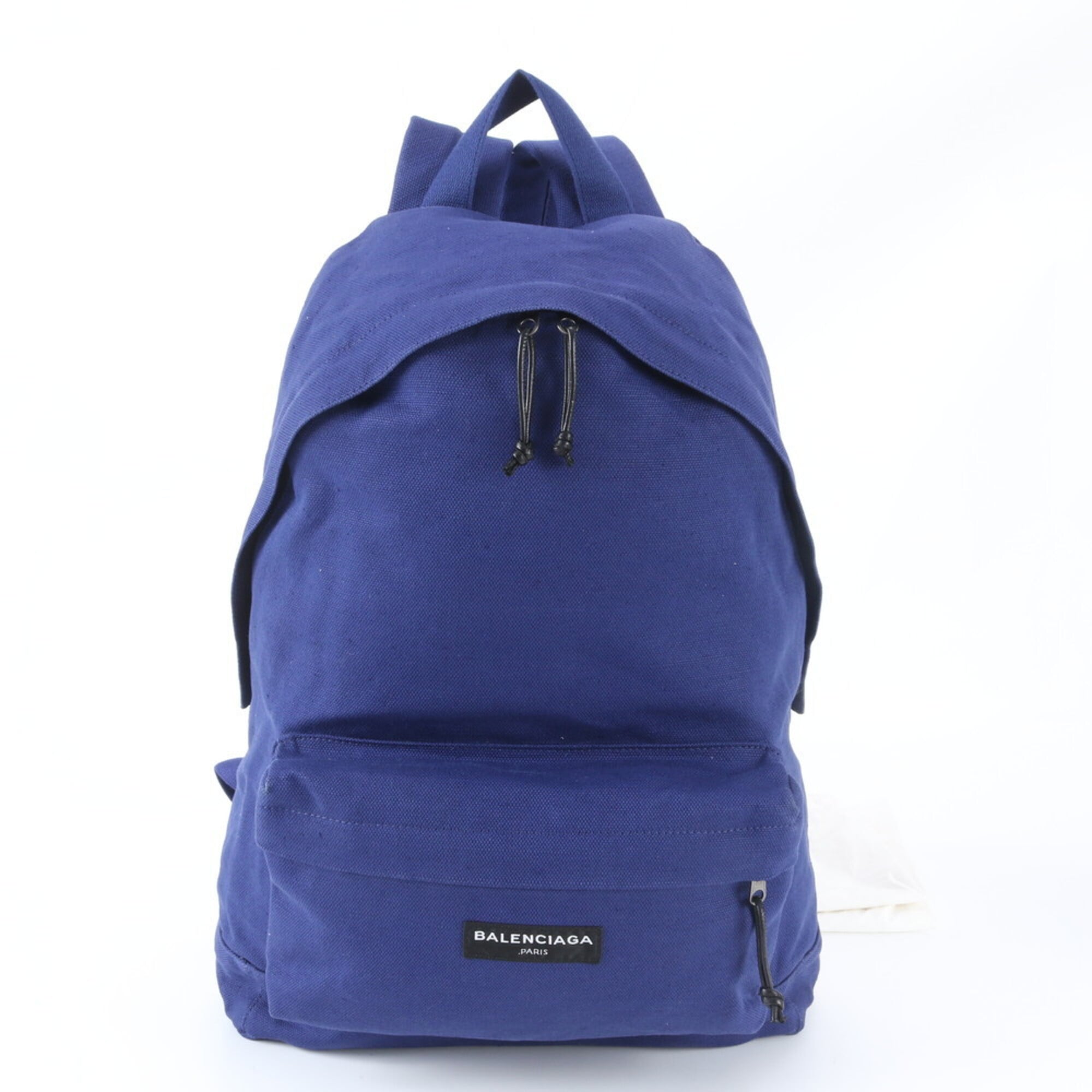 Balenciaga Blue Leather Canvas Backpack Handbag (Pre-Owned)