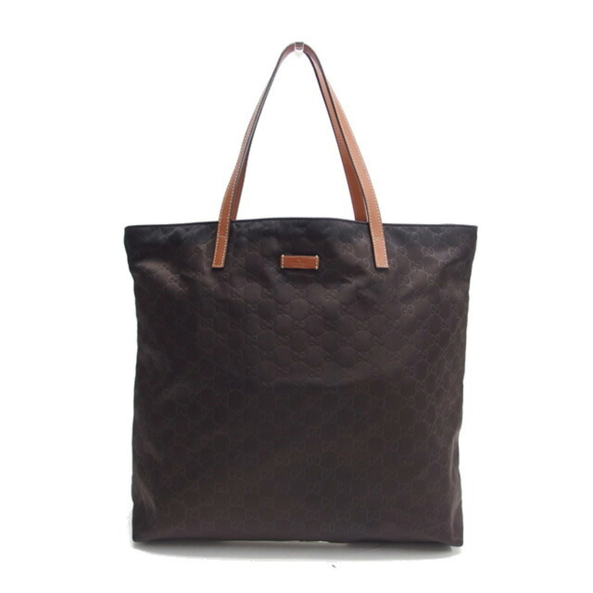 Gucci Brown Dark Brown Nylon Leather Handbag Shoulder Bag (Pre-Owned)