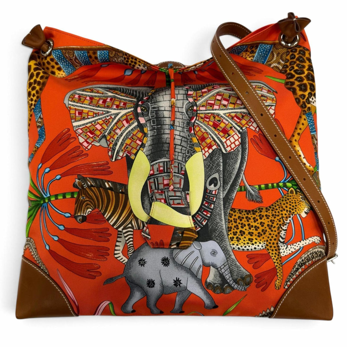 Hermes Fauve Orange Poppy Silk Shoulder Bag (Pre-Owned)