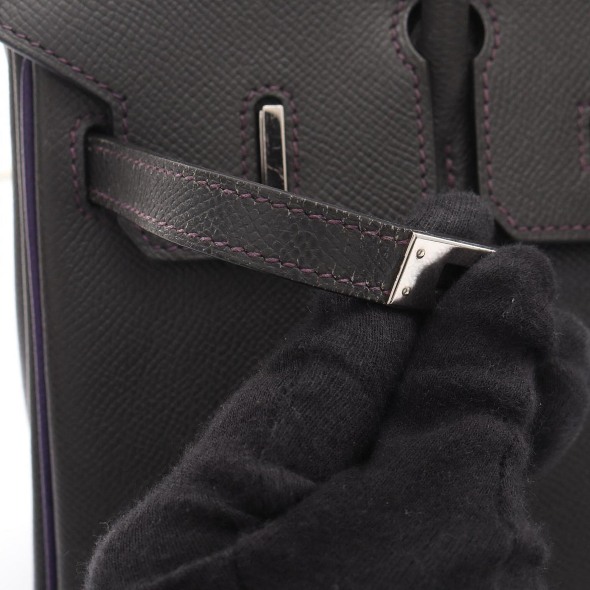 Hermes Graphite Gray Purple Violet Epsom Leather Handbag (Pre-Owned)
