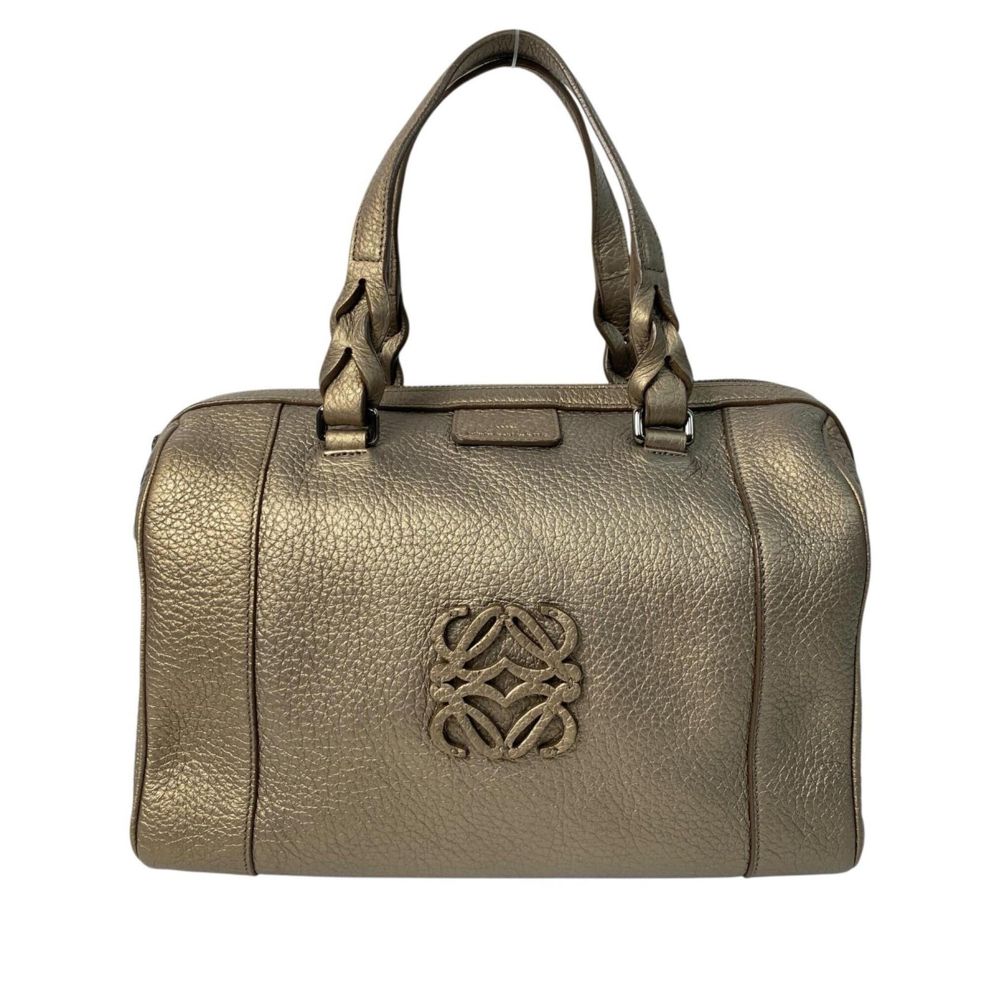 Loewe Gold Leather Boston Bag Handbag (Pre-Owned)