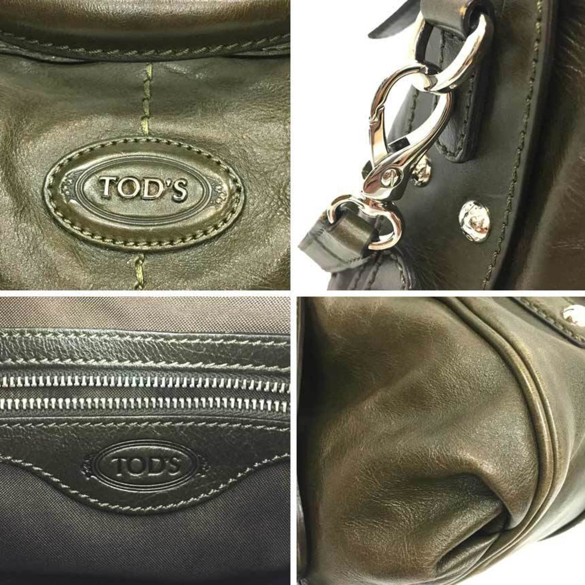 Tod's Khaki Leather Handbag Shoulder Bag (Pre-Owned)