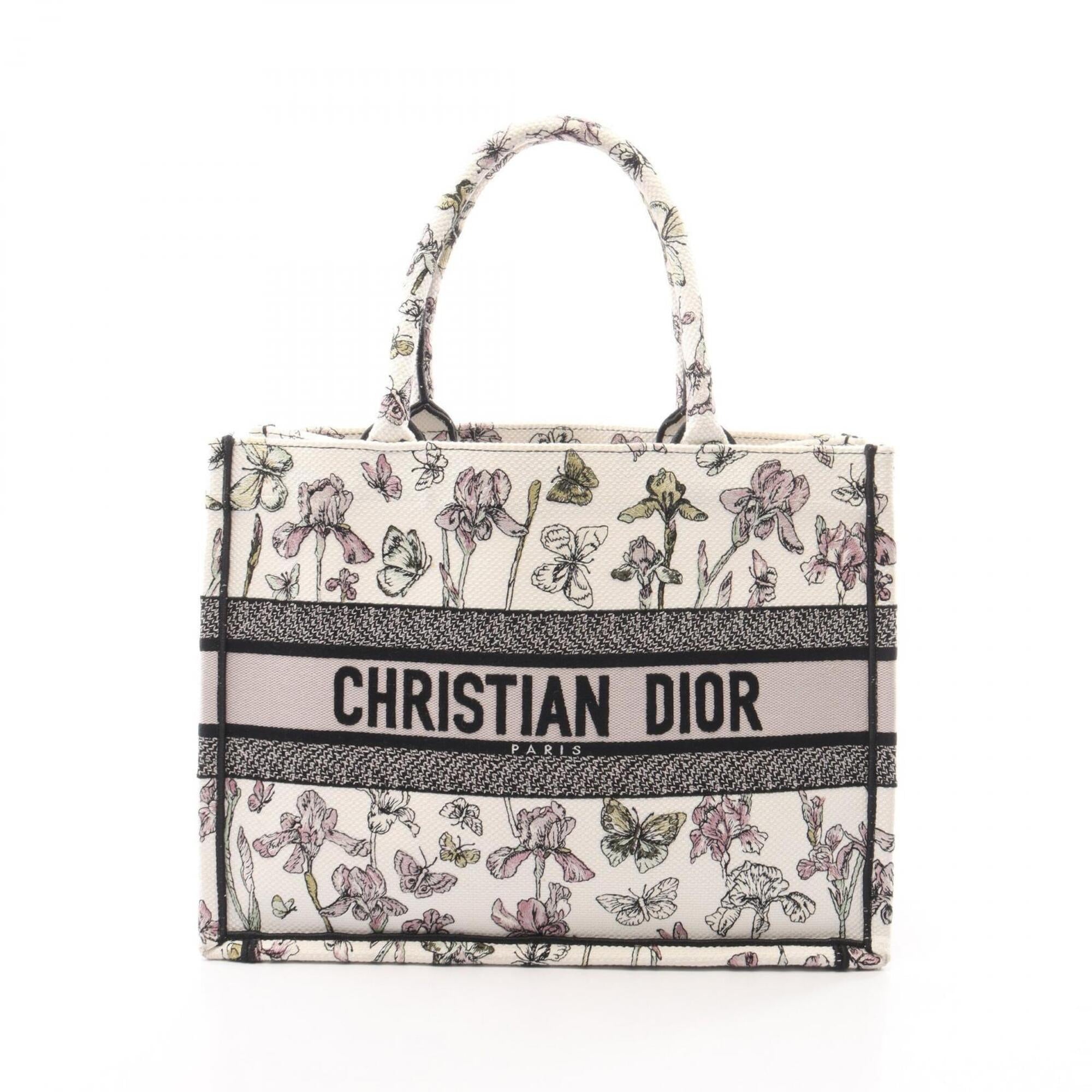 Christian Dior Black Multi-Color White Canvas Handbag Tote Bag (Pre-Owned)