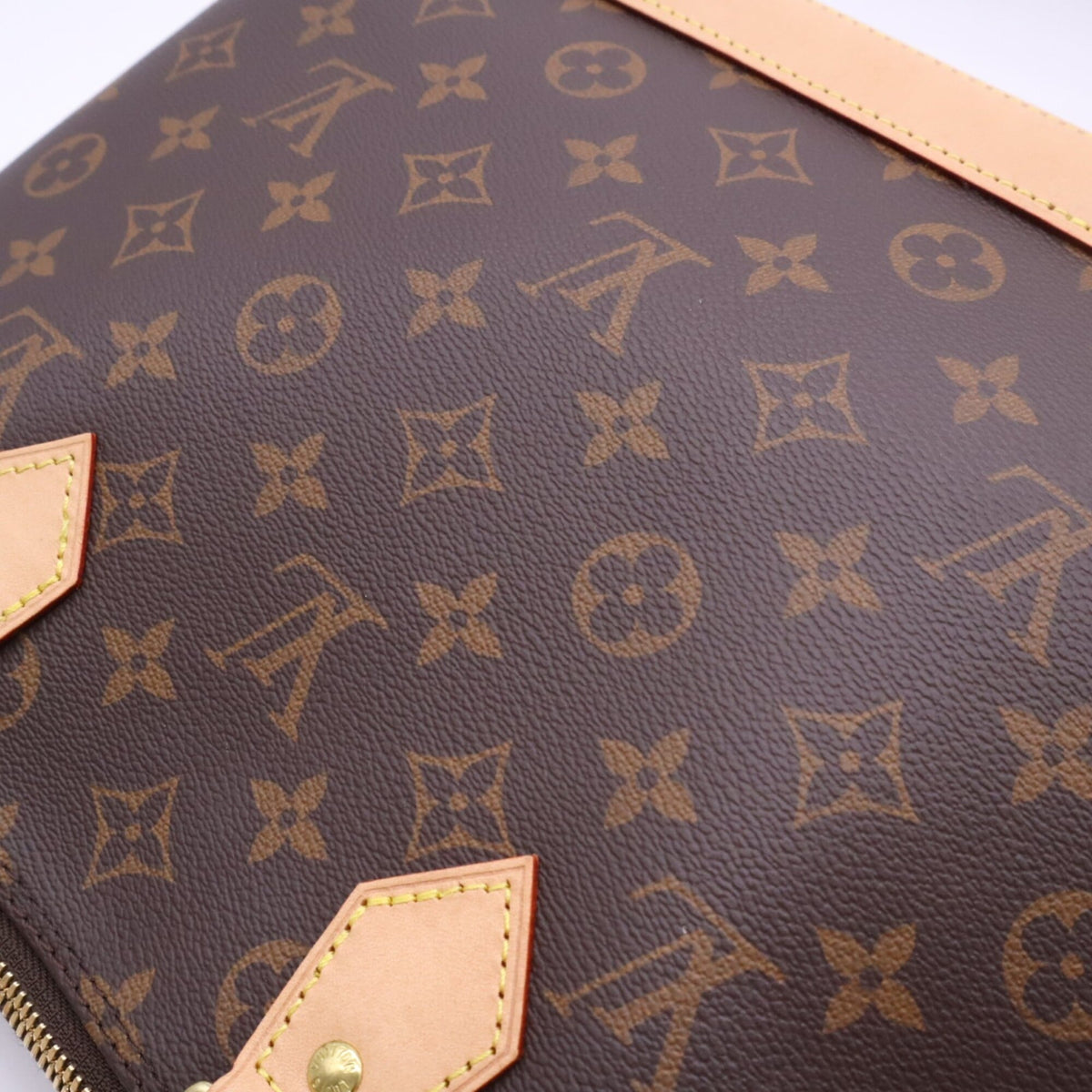 Louis Vuitton Beige Brown Coated Canvas Leather Handbag (Pre-Owned)