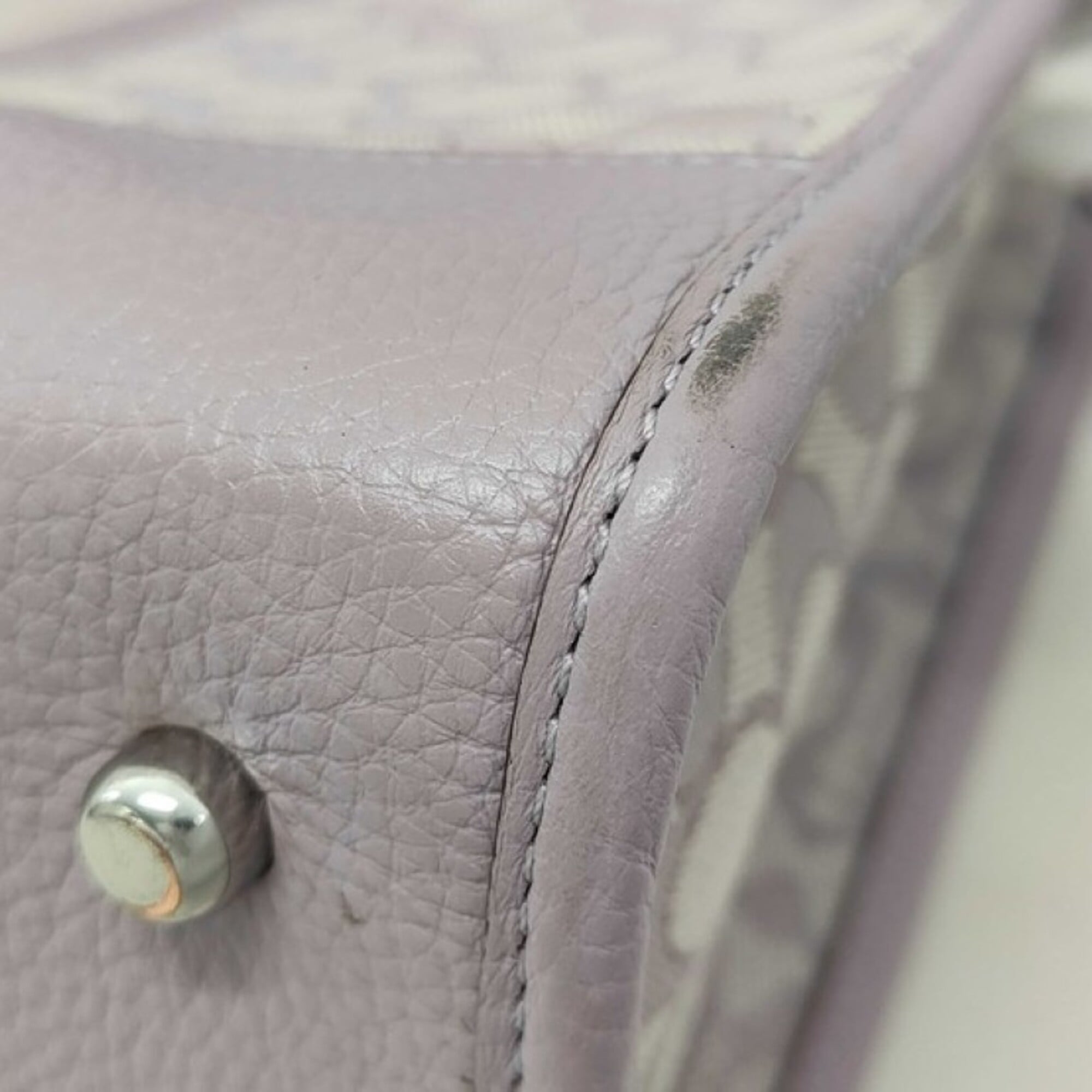 Coach Purple Canvas Leather Handbag Shoulder Bag (Pre-Owned)