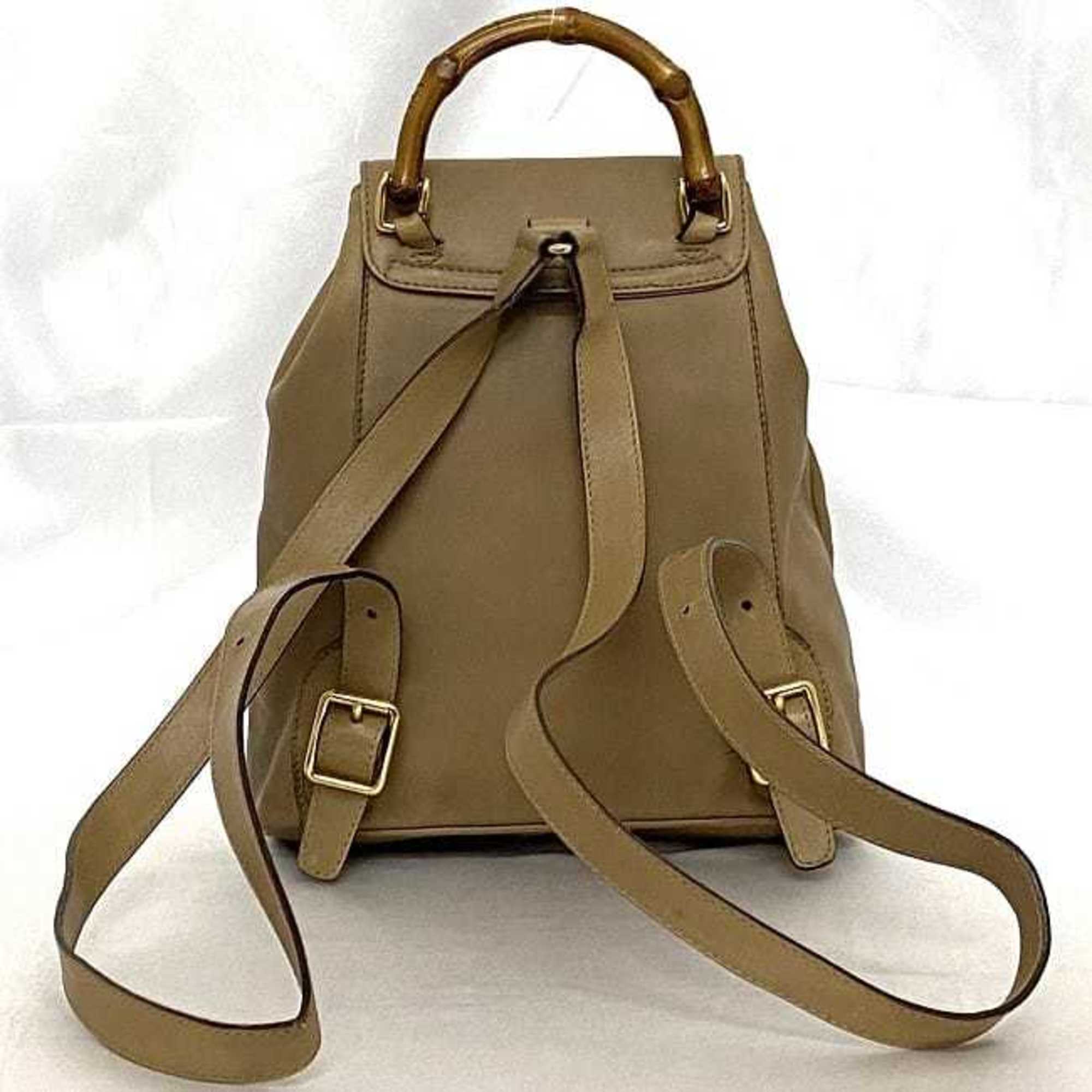 Gucci Beige Leather Bamboo Backpack (Pre-Owned)