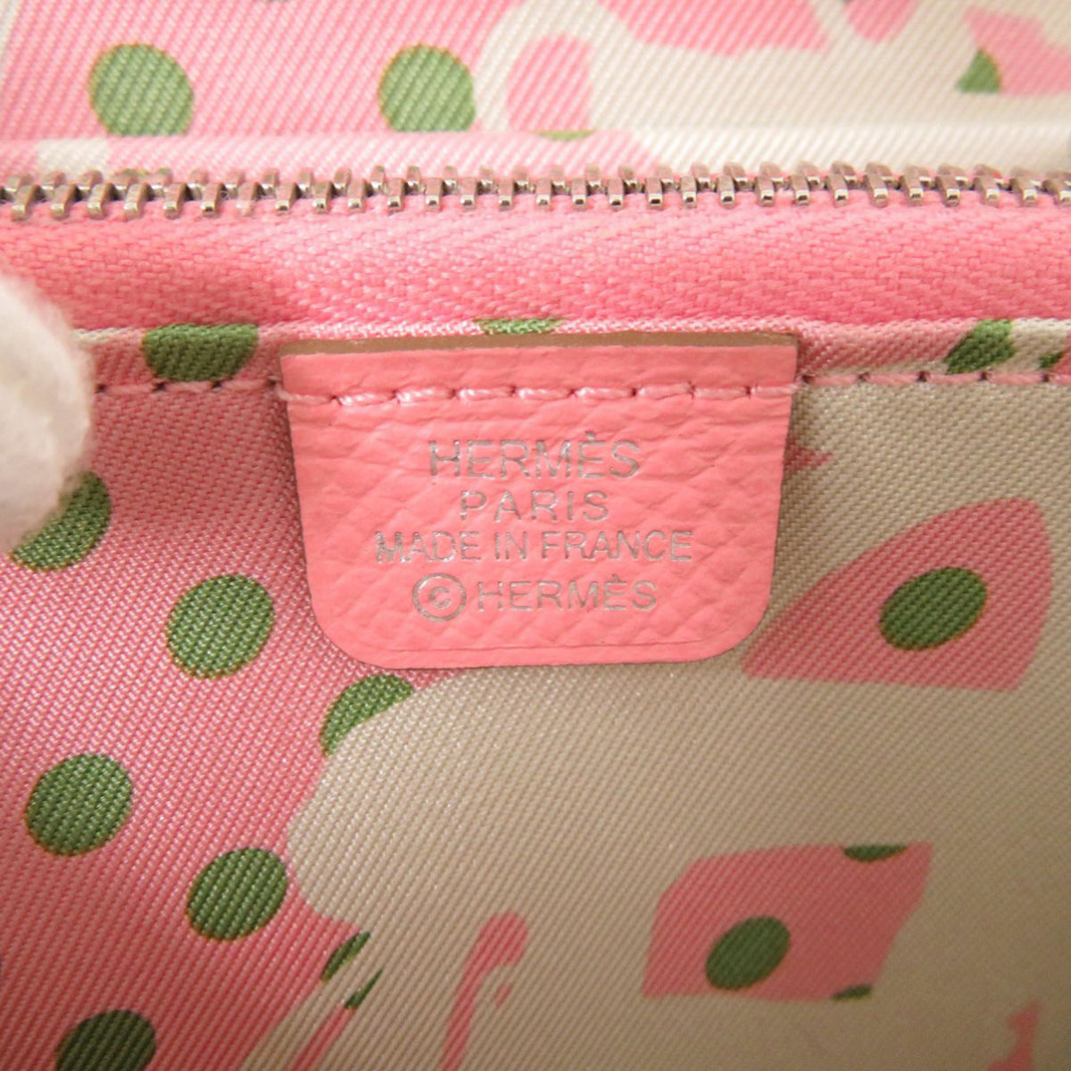Hermes Rose Confetti Epsom Leather Silk Coin Purse/Coin Case (Pre-Owned)