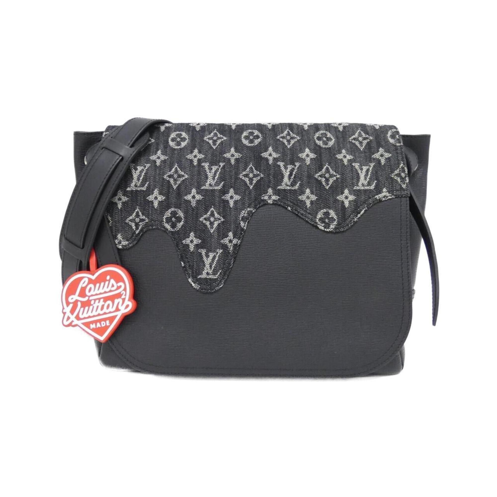 Louis Vuitton Black Denim Leather Shoulder Bag (Pre-Owned)