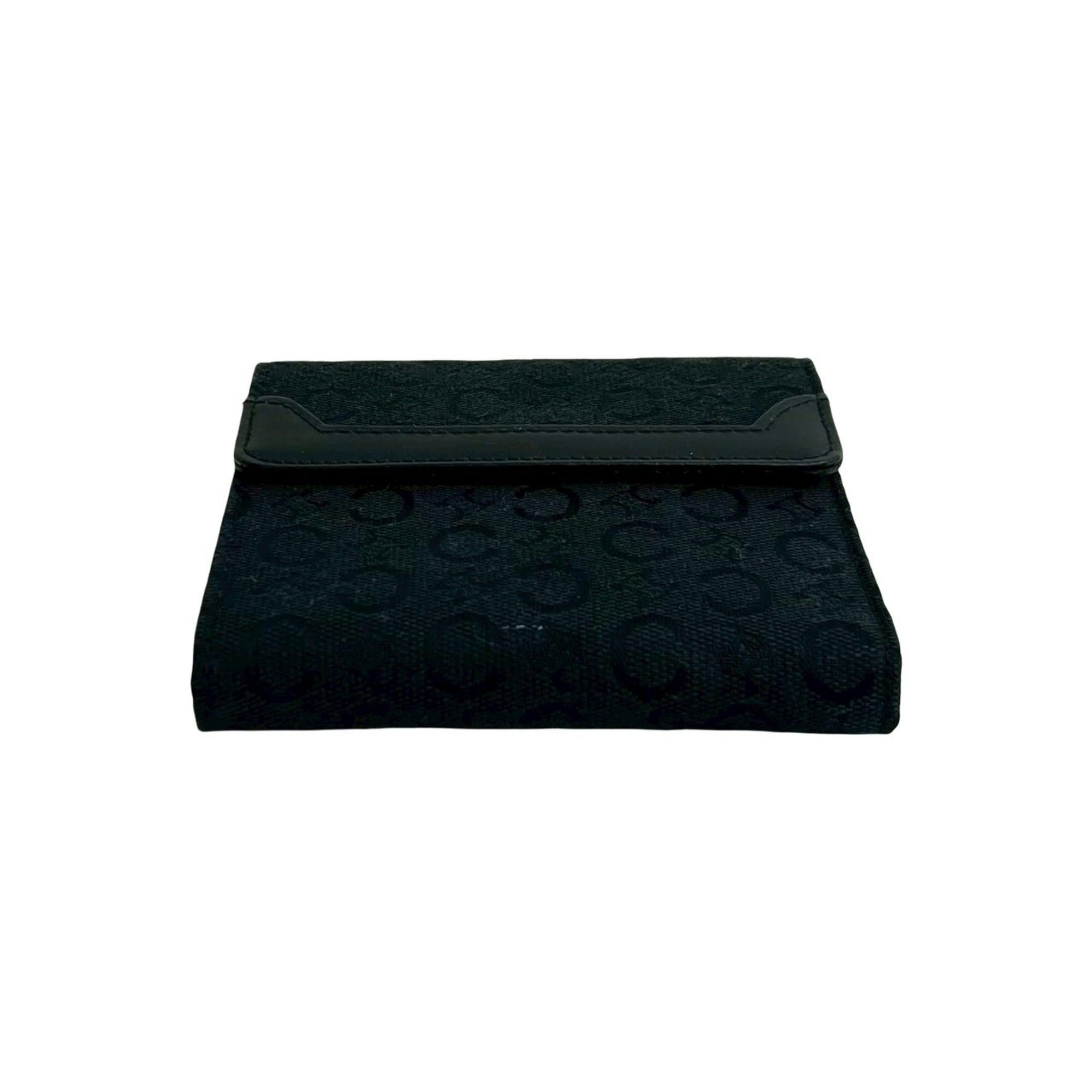 Celine Black Canvas Leather Wallet (Tri-Fold) (Pre-Owned)