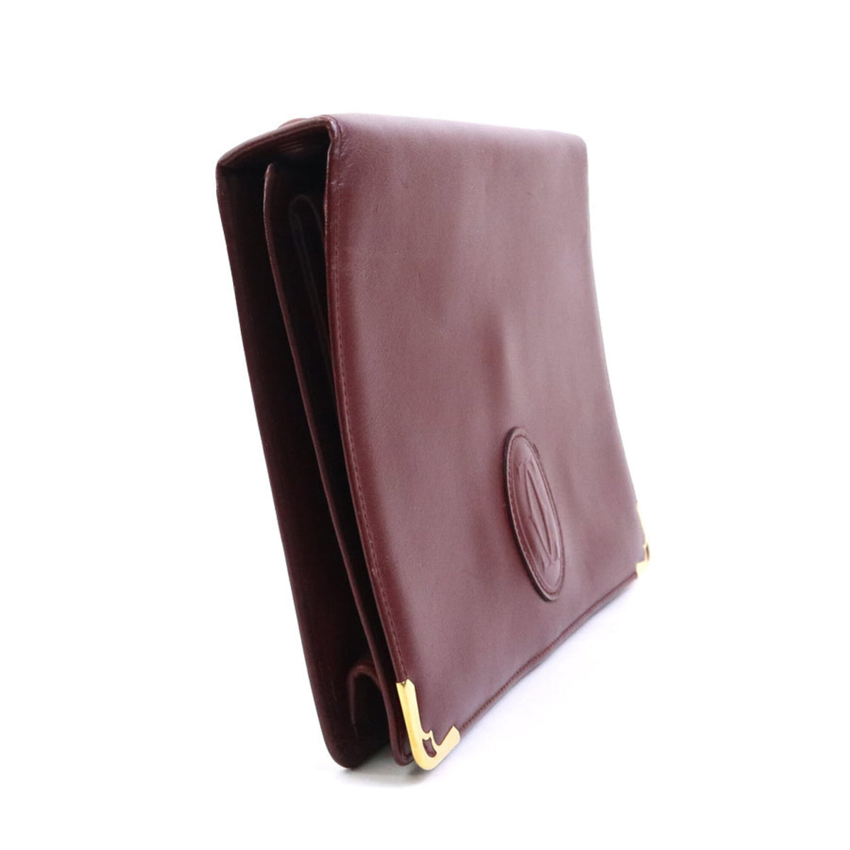 Cartier Burgundy Leather Clutch Bag (Pre-Owned)