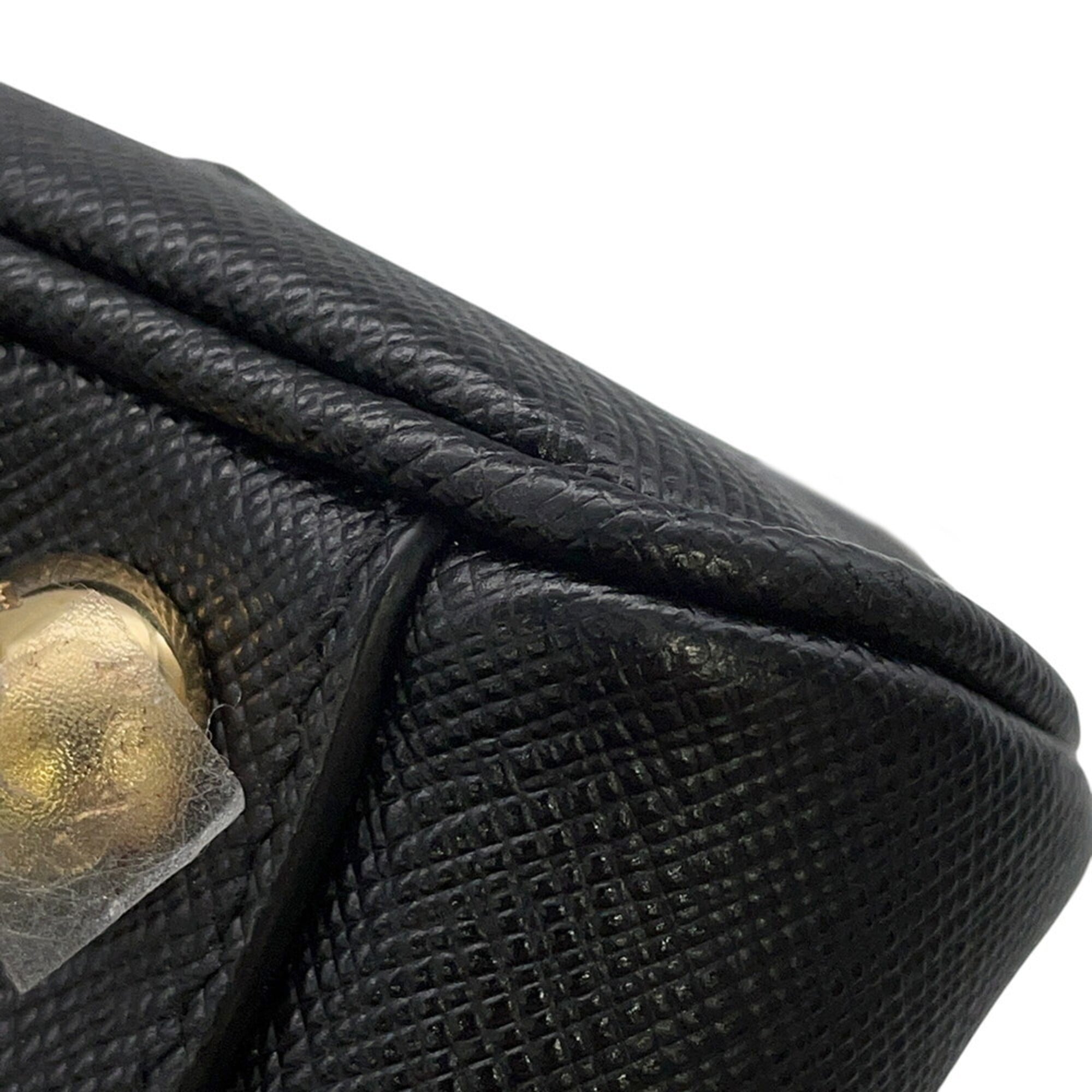 Prada Black Leather Boston Bag Handbag (Pre-Owned)