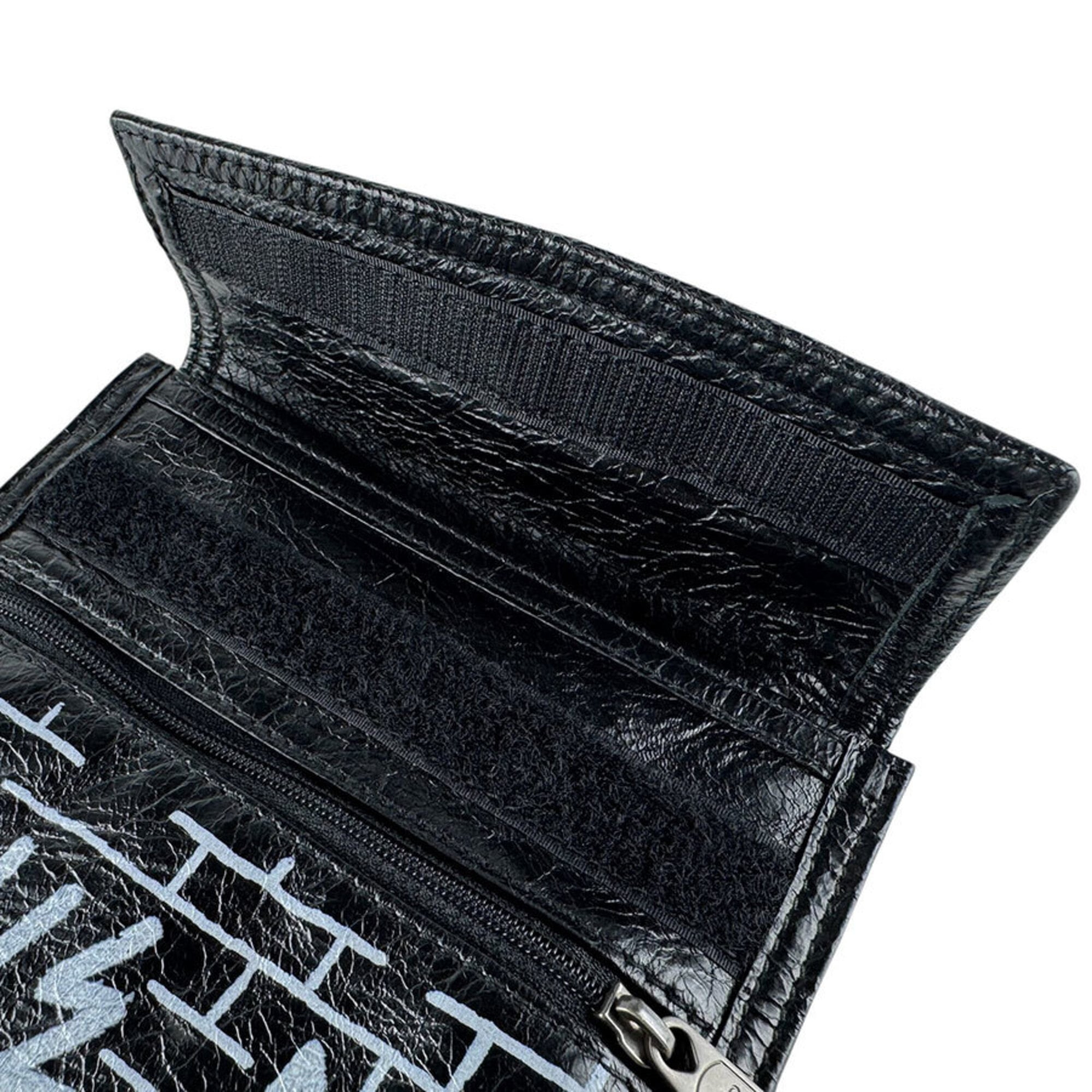 Balenciaga Black White Leather Handbag Pochette Pouch (Pre-Owned)