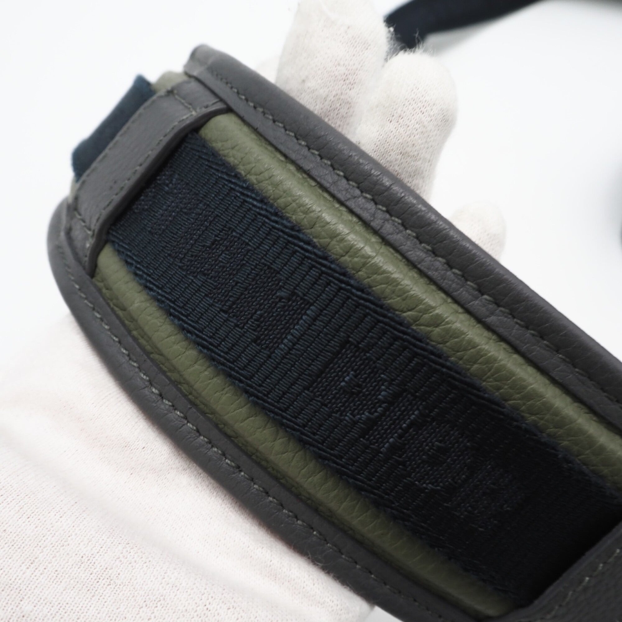 Christian Dior Black Khaki Orange Nylon Leather Saddle Bag (Pre-Owned)