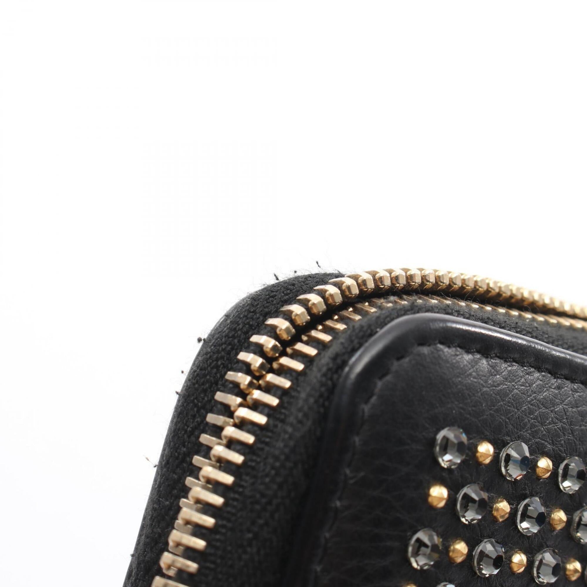 Chanel Black Leather Rhinestone Long Wallet (Bi-Fold) (Pre-Owned)