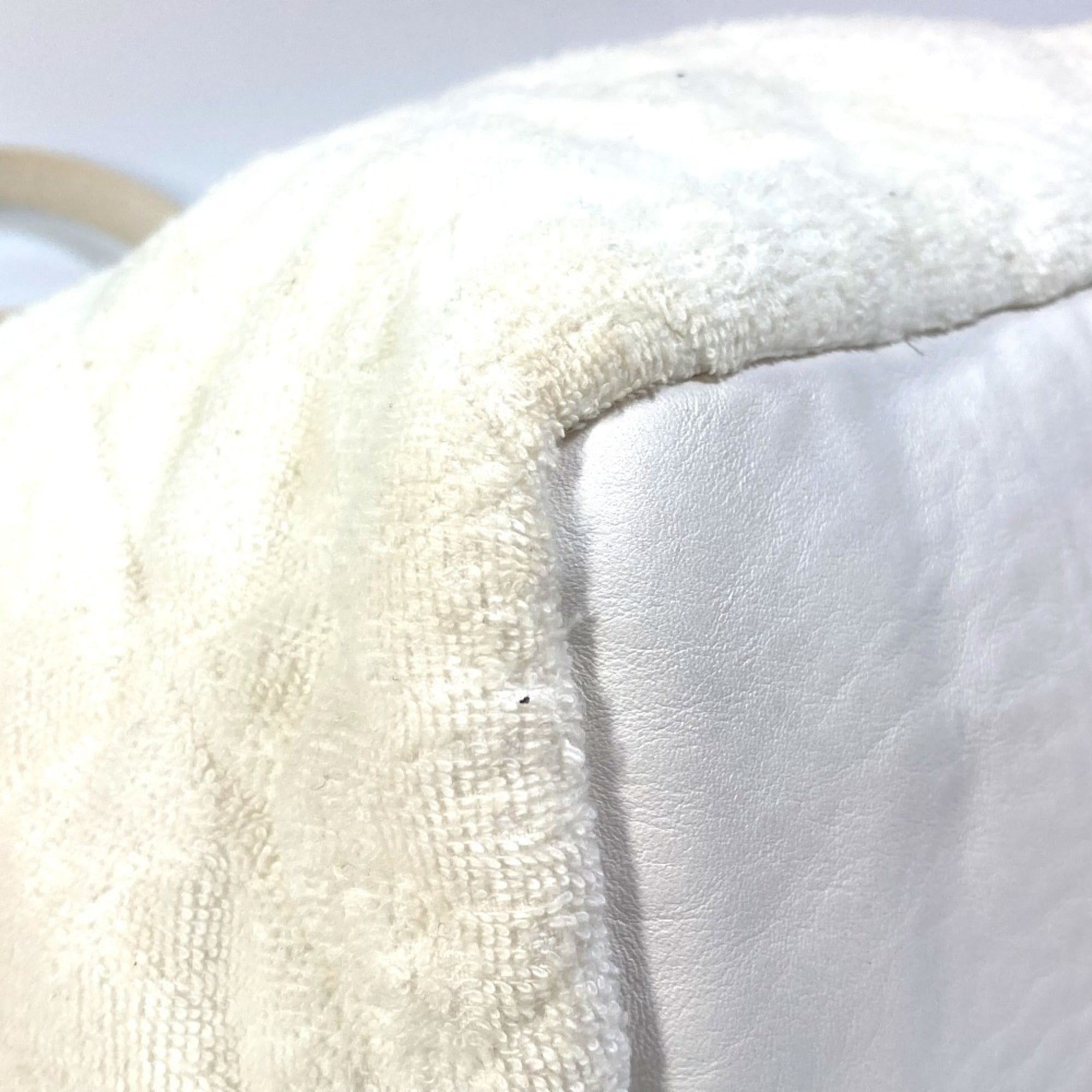Chanel White Cotton Leather Beach Bag Shoulder Bag Tote Bag (Pre-Owned)