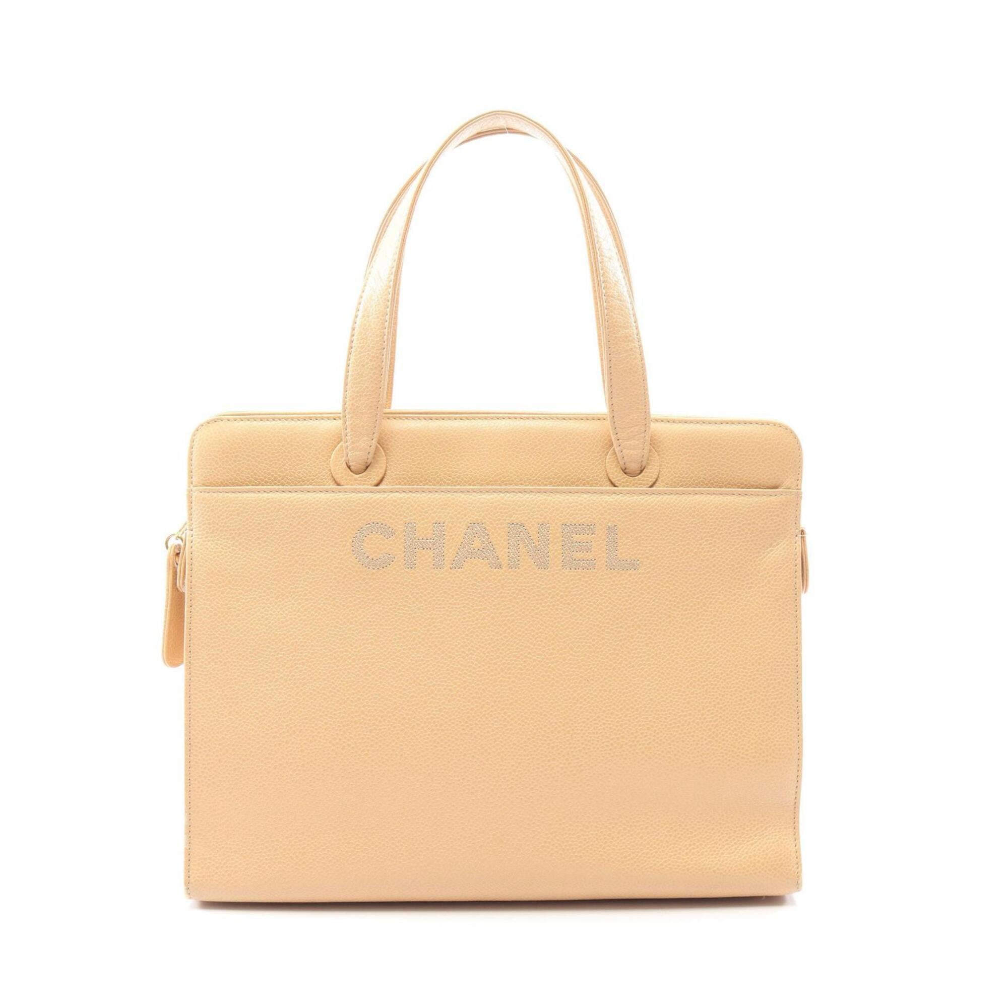 Chanel Beige Grained Calfskin Handbag (Pre-Owned)