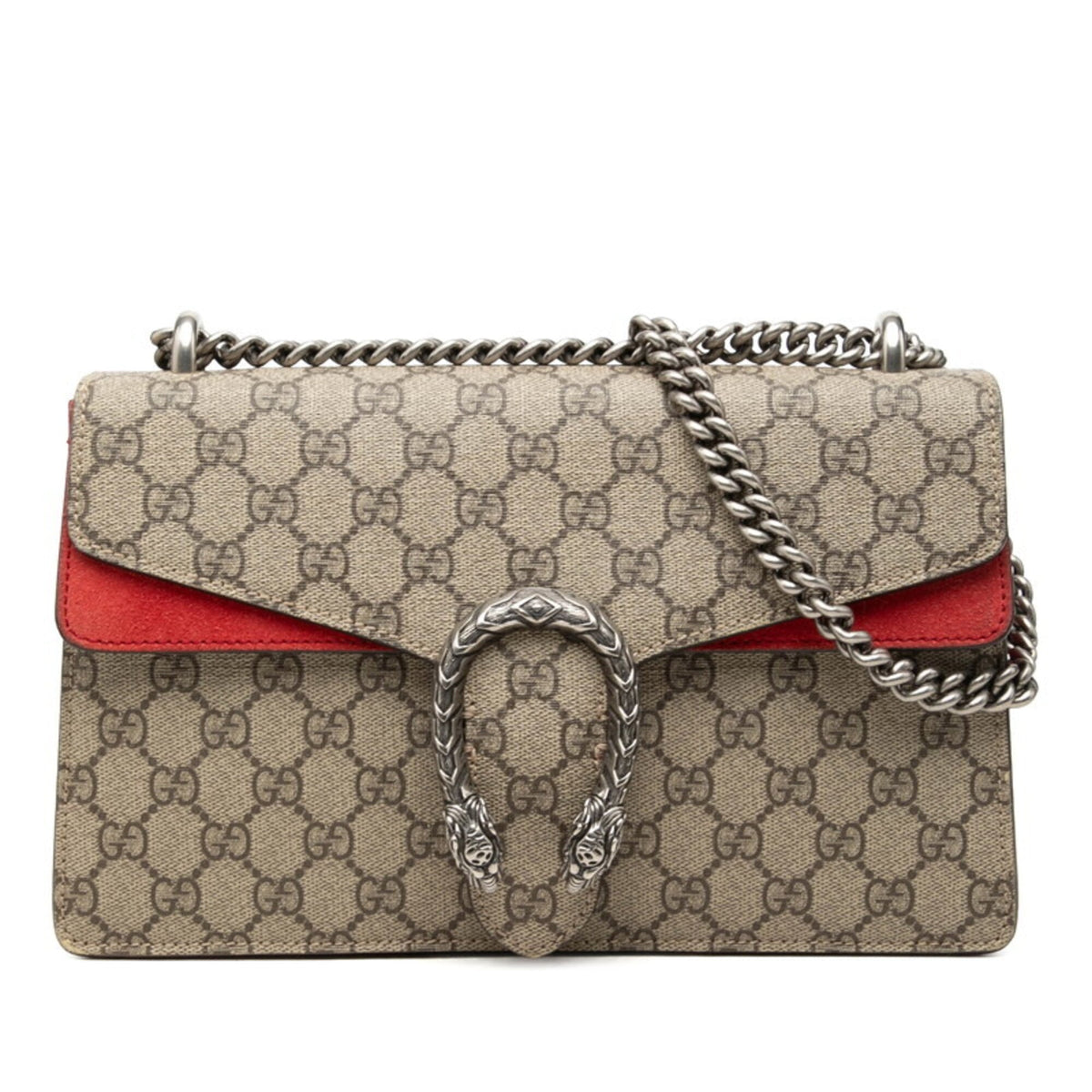 Gucci Beige Red Color Pvc Suede Shoulder Bag (Pre-Owned)