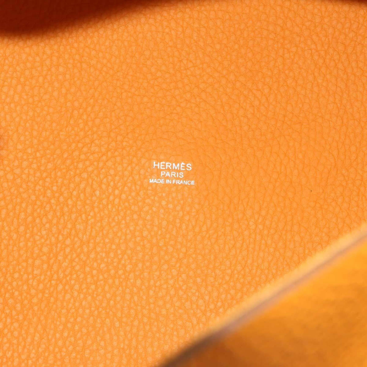 Hermes Moutarde Taurillon Clemence Leather Handbag (Pre-Owned)