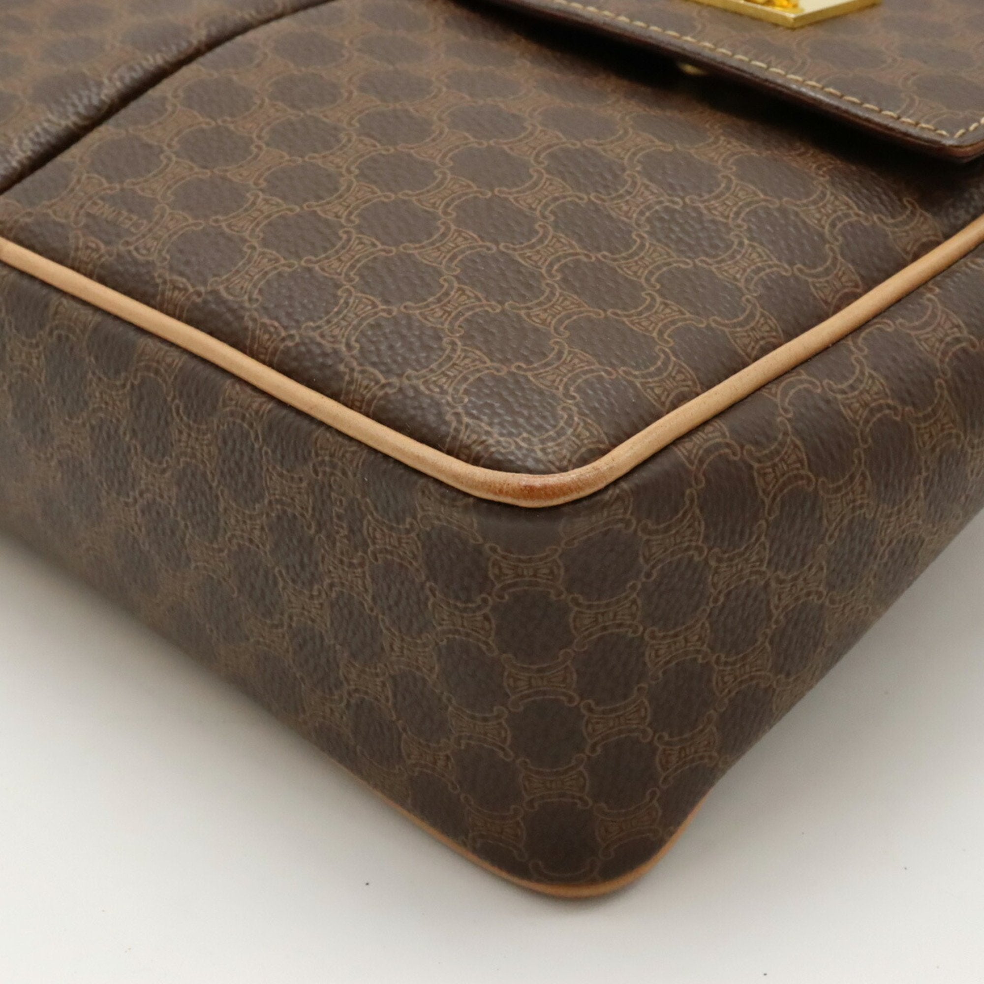 Celine Dark Brown Light Brown Pvc Leather Shoulder Bag (Pre-Owned)