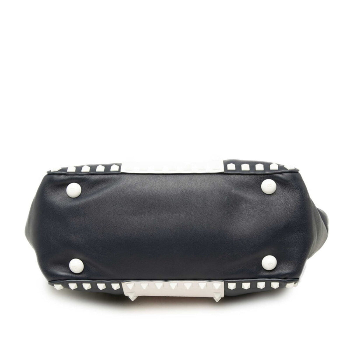 Valentino Navy White Leather Handbag Shoulder Bag (Pre-Owned)