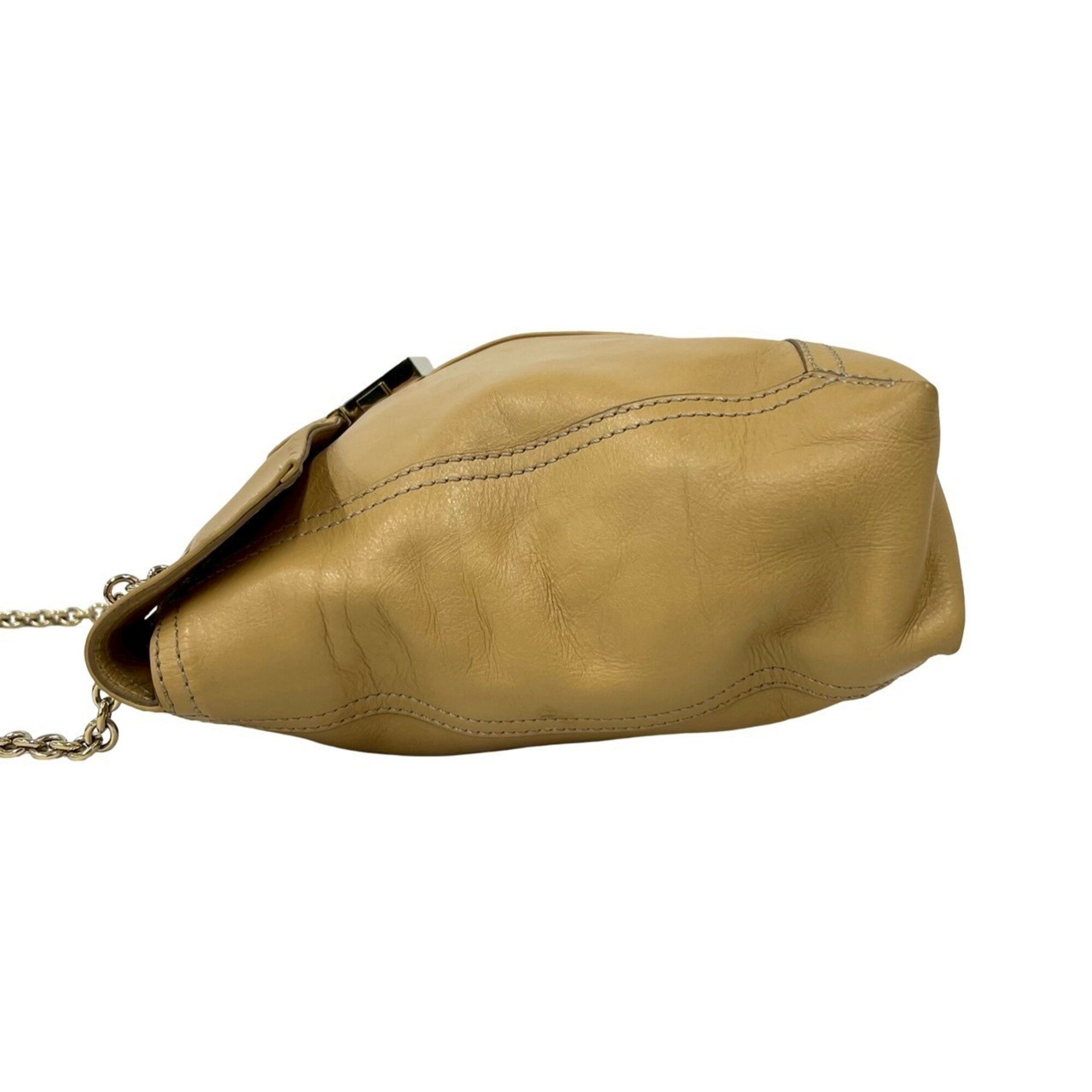 Fendi Beige Leather Shoulder Bag Tote Bag (Pre-Owned)