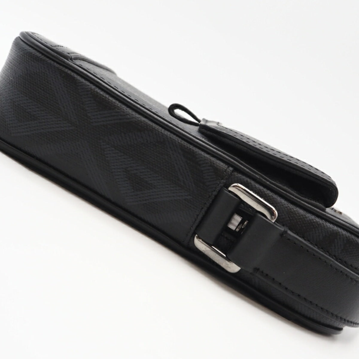 Christian Dior Black Gray Coated Canvas Shoulder Bag (Pre-Owned)