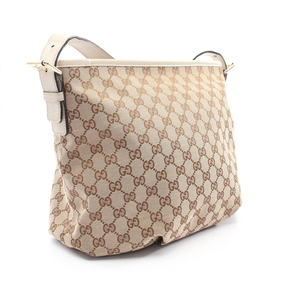 Gucci Beige White Gg Canvas Leather Handbag Shoulder Bag (Pre-Owned)
