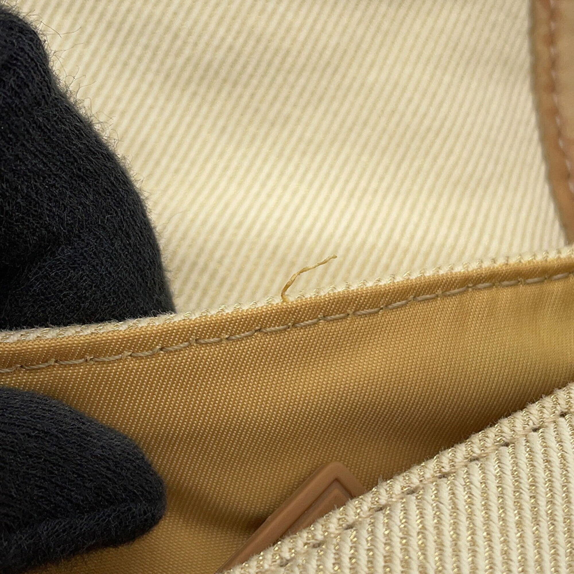 Chanel Beige Brown Ivory Canvas Leather Handbag Shoulder Bag (Pre-Owned)