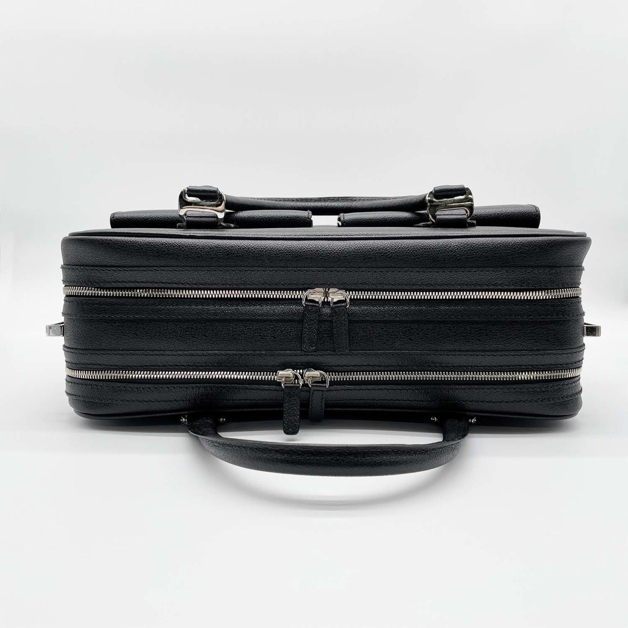 Bvlgari Millerighe Black Leather Metal Boston Bag (Pre-Owned)