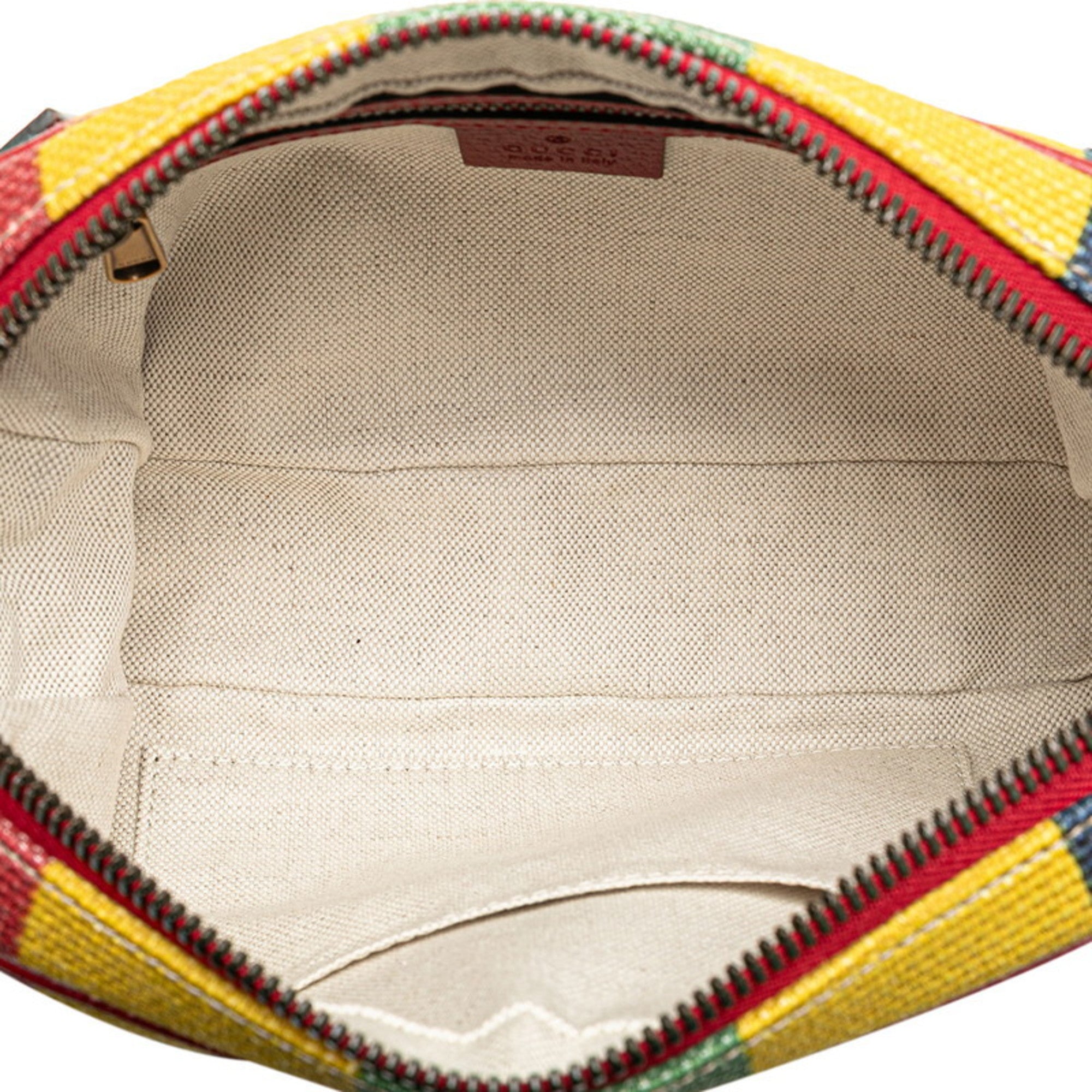 Gucci Multi-Color Red Color Canvas Leather Fanny Pack Pochette Sling Bag (Pre-Owned)
