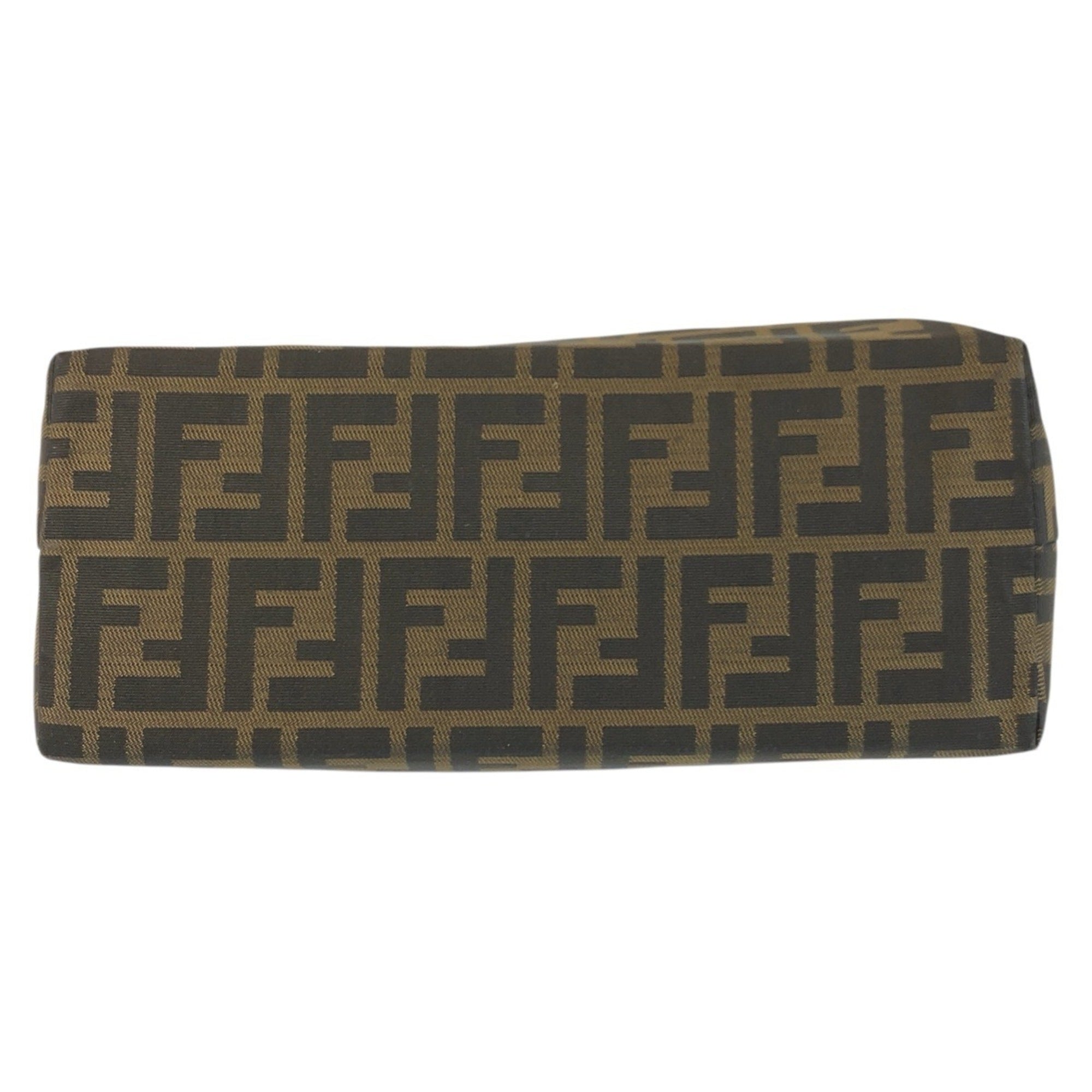 Fendi Brown Canvas Leather Shoulder Bag Tote Bag (Pre-Owned)