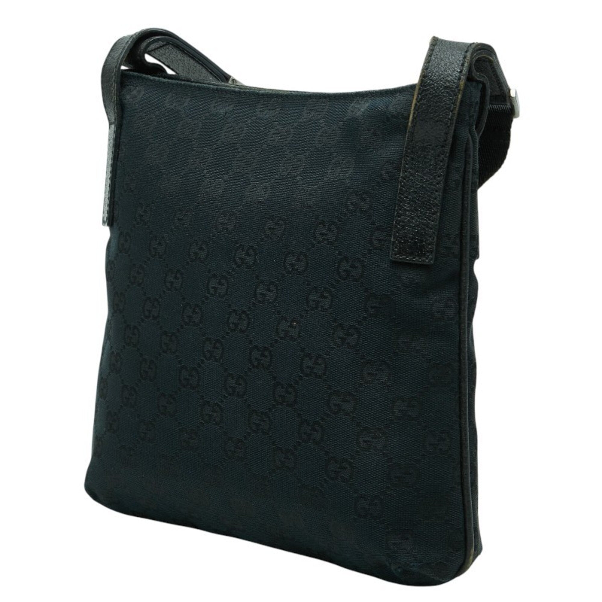 Gucci Navy Canvas Leather Shoulder Bag (Pre-Owned)