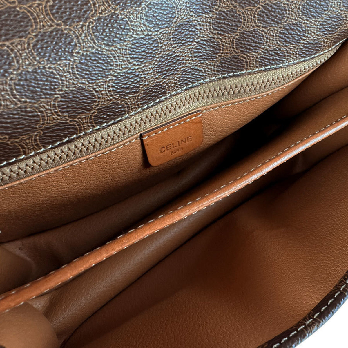 Celine Brown Coated Canvas Shoulder Bag (Pre-Owned)