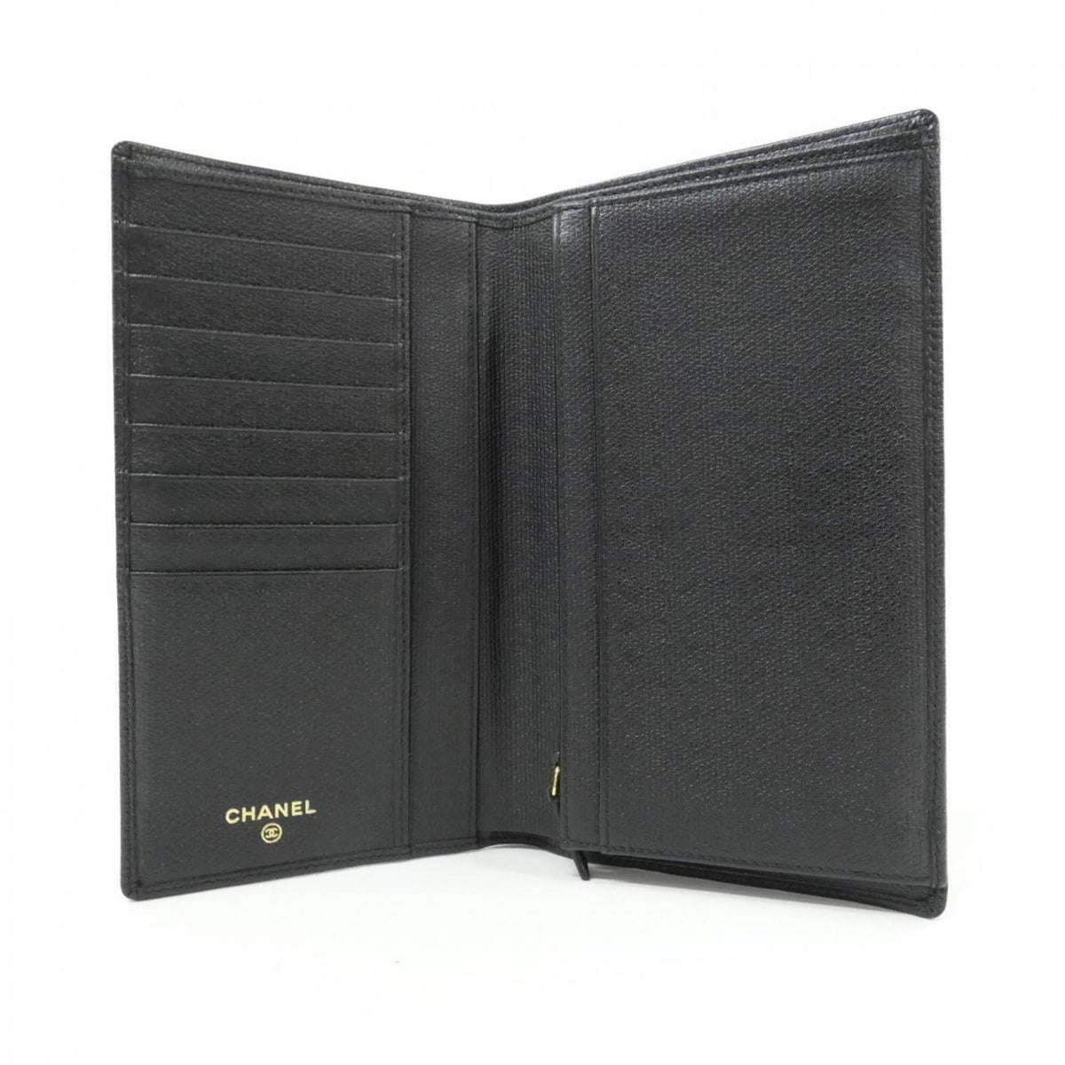 Chanel Black Leather Long Wallet (Bi-Fold) (Pre-Owned)