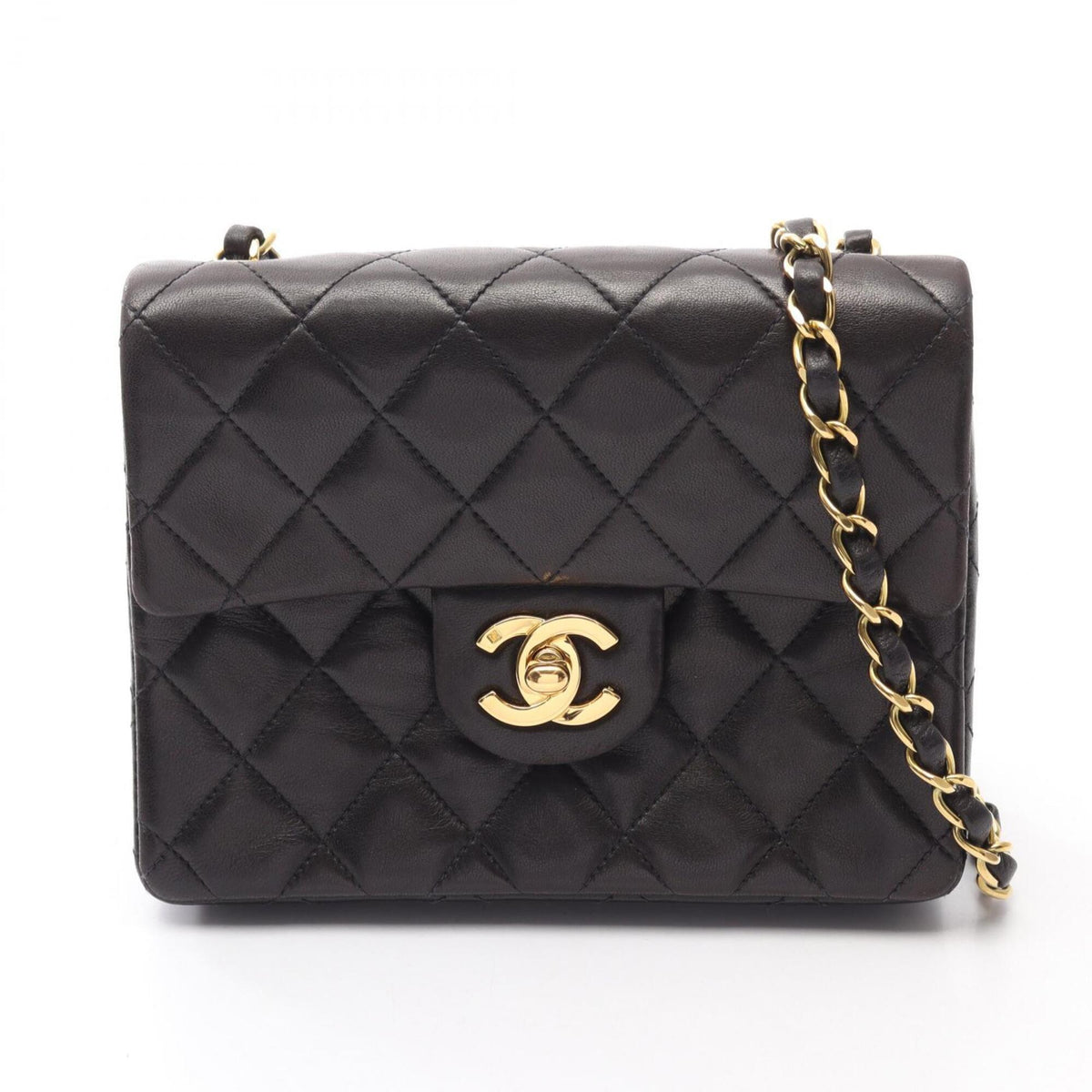Chanel Black Leather Handbag Shoulder Bag (Pre-Owned)