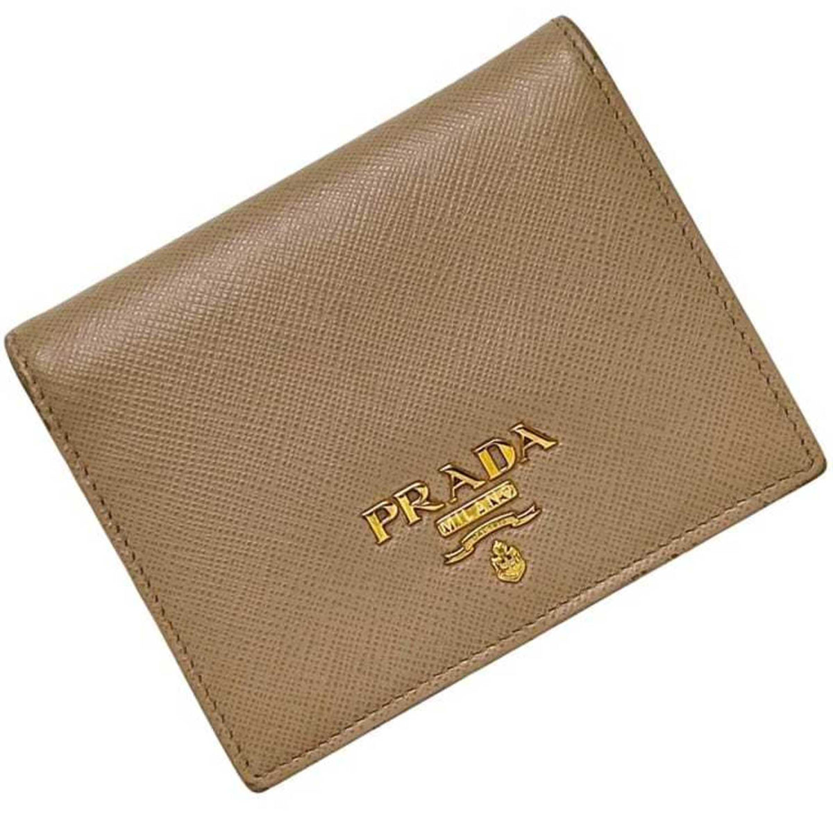 Prada Saffiano Beige Leather Wallet (Bi-Fold) (Pre-Owned)