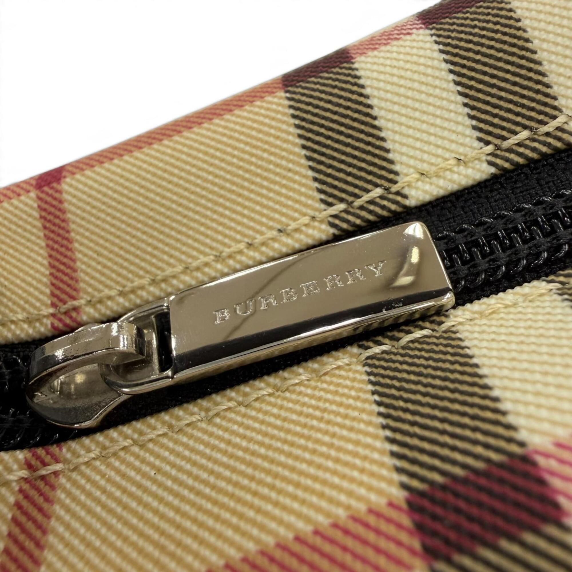 Burberry Beige Black Pvc Leather Handbag (Pre-Owned)