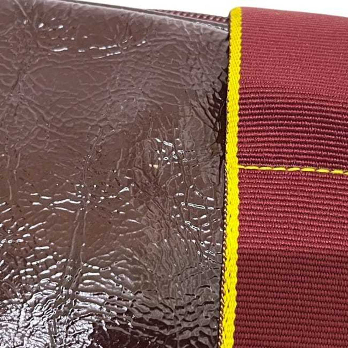 Miu Miu Bordeaux Yellow Patent Leather Boston Bag (Pre-Owned)