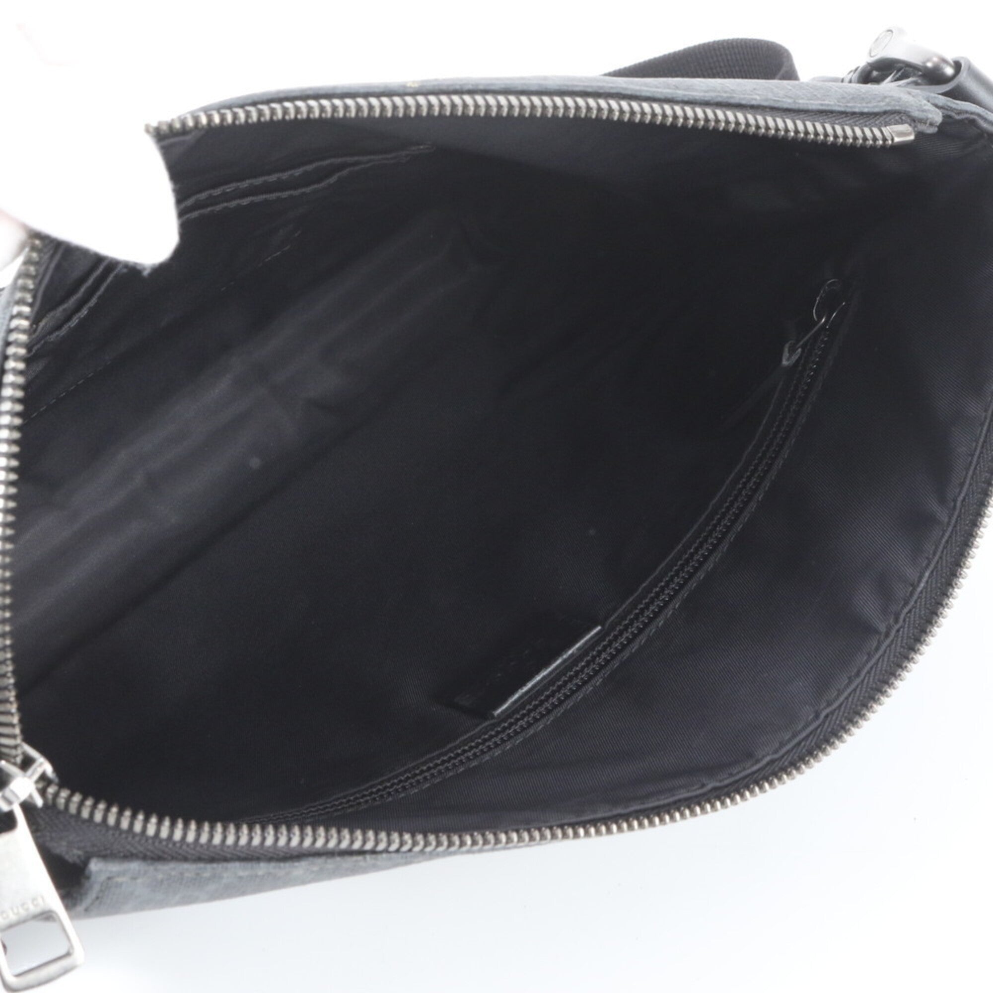 Gucci Black Navy Leather Coated Canvas Messenger Bag Shoulder Bag (Pre-Owned)