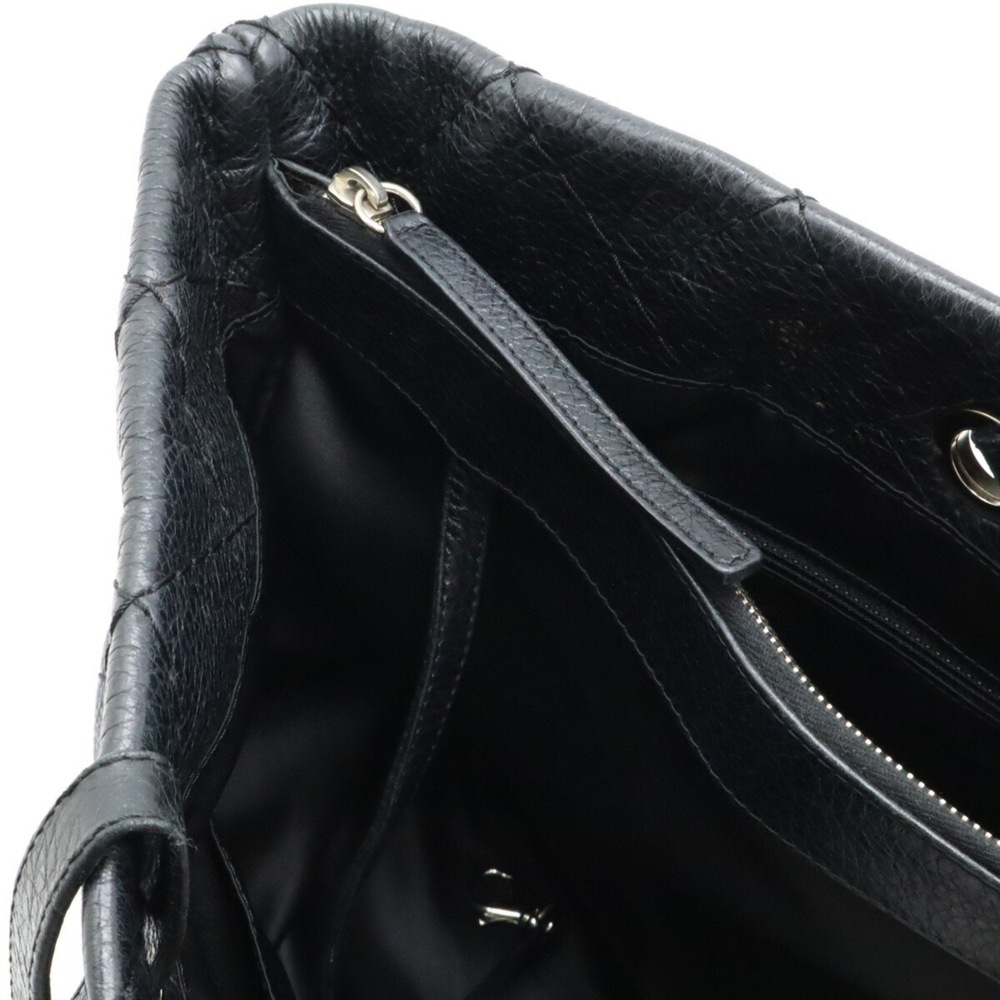Chanel Black Leather Shoulder Bag Tote Bag (Pre-Owned)